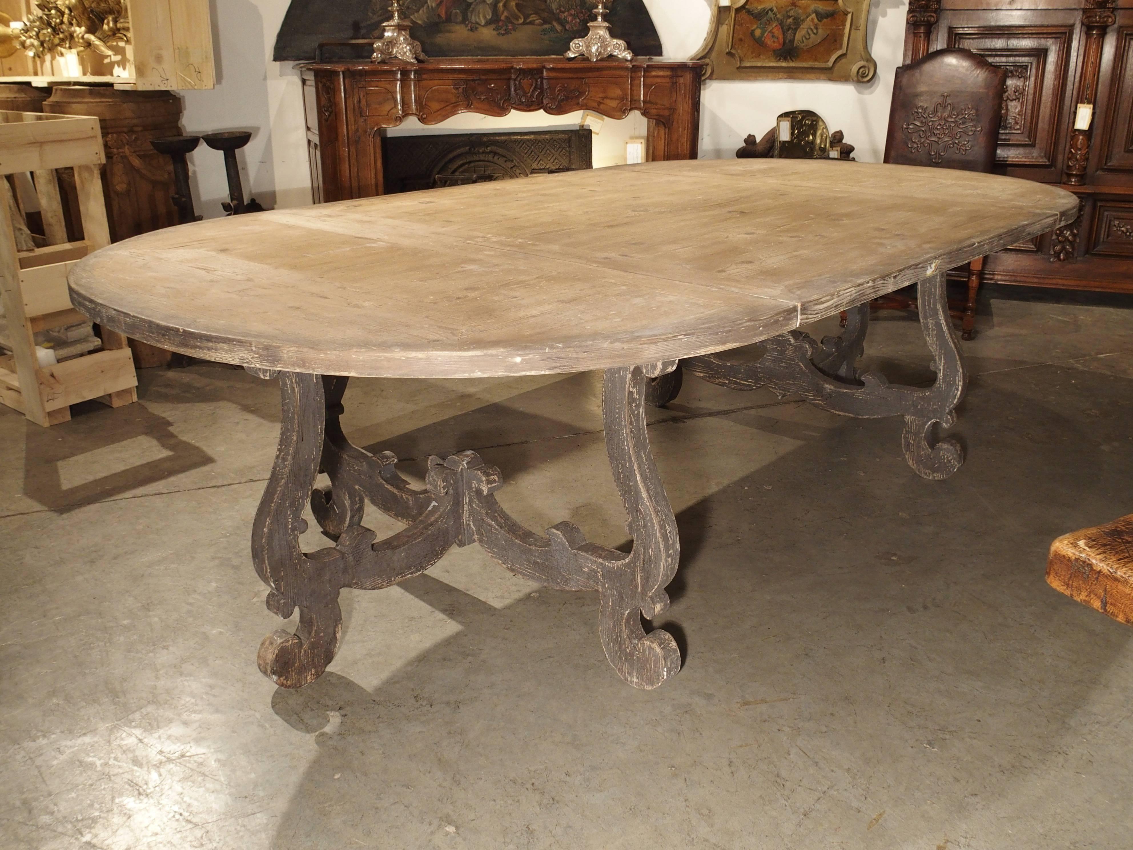 Large Oval Pine Dining Table from Italy In Good Condition In Dallas, TX