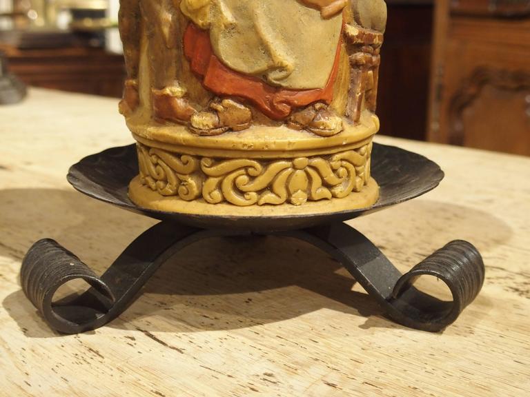 Large Painted German Wax Candle on Stand at 1stDibs