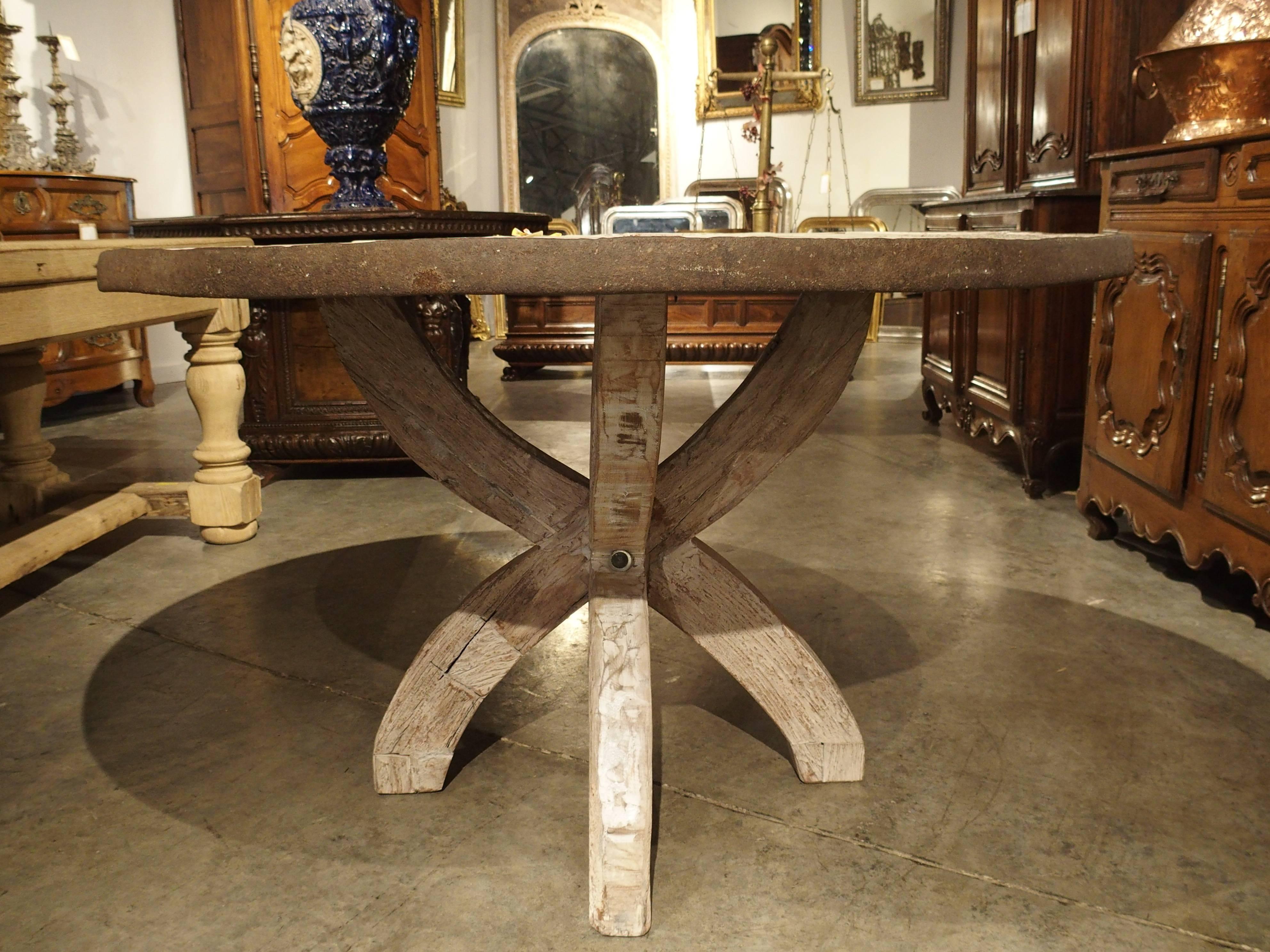 Round Table from France Made of Salvaged Wood and Iron 3