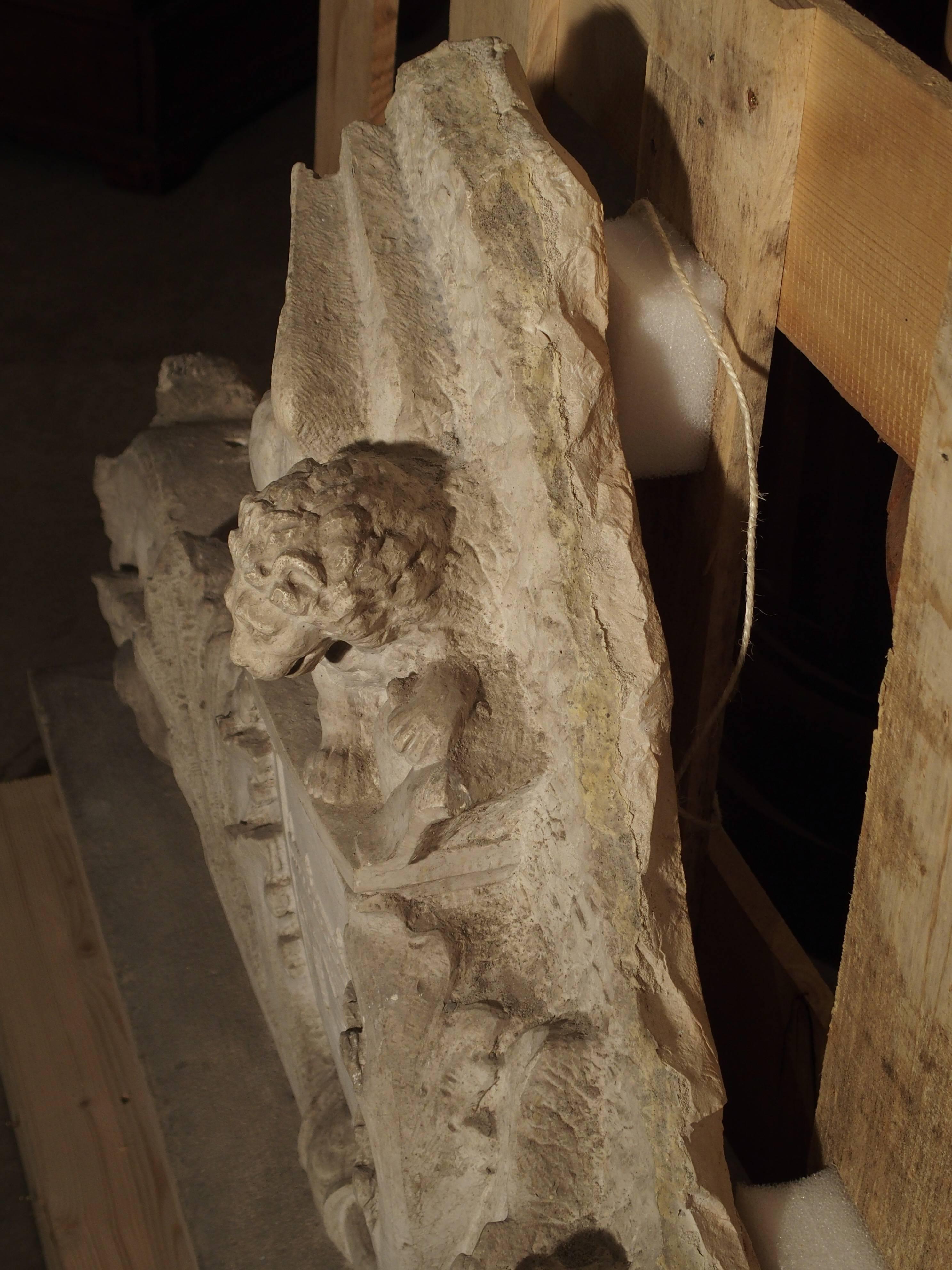 This superb antique marble overdoor depicts the Lion of St. Mark, the symbol of Venice (see description below). Beneath the lion is a shield bearing a bridge with three arches over water. Further down are tied acanthus leaves ending in flowers and