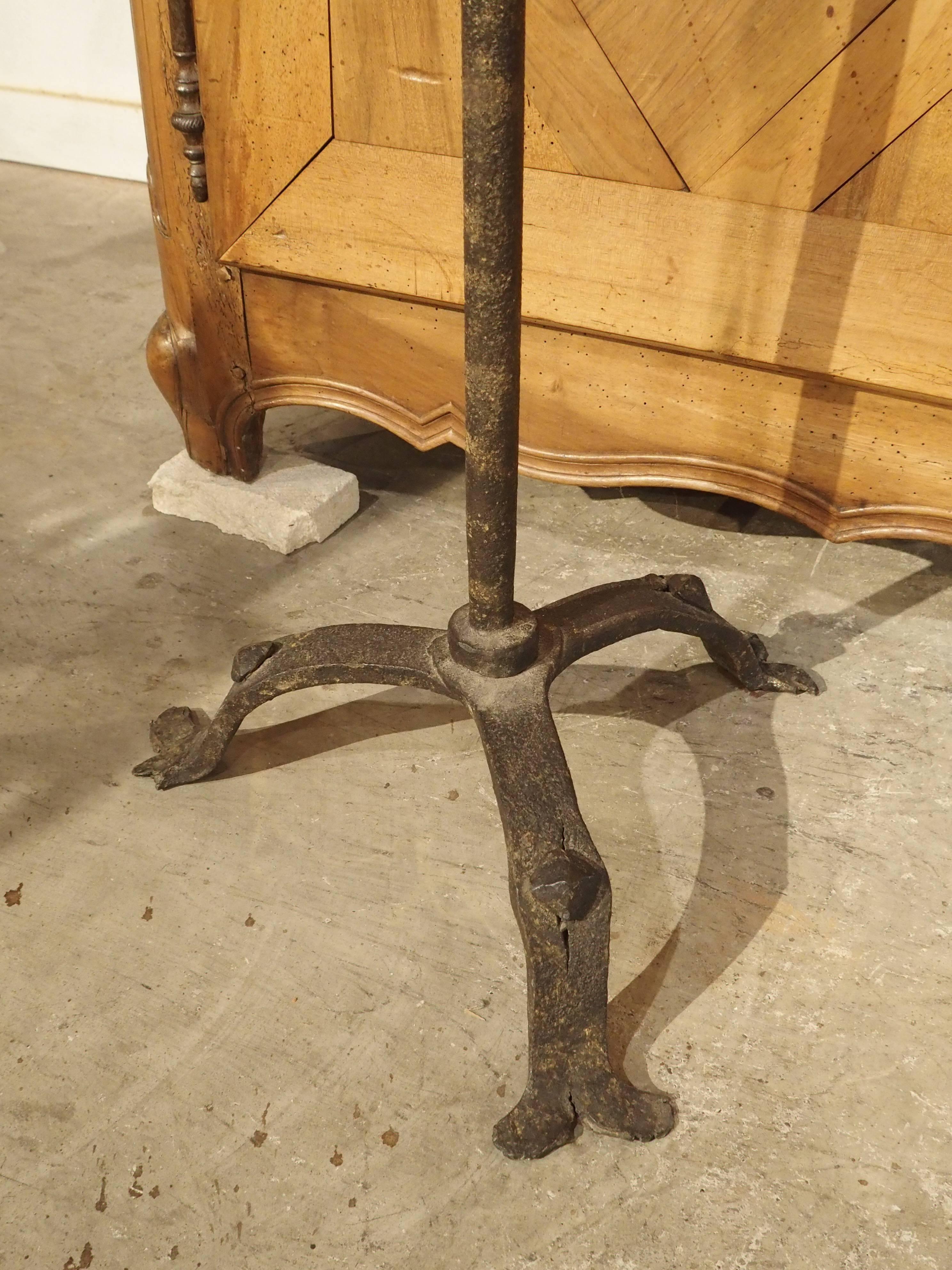 18th Century and Earlier Antique Wrought Iron Torchere from Italy, 18th Century For Sale