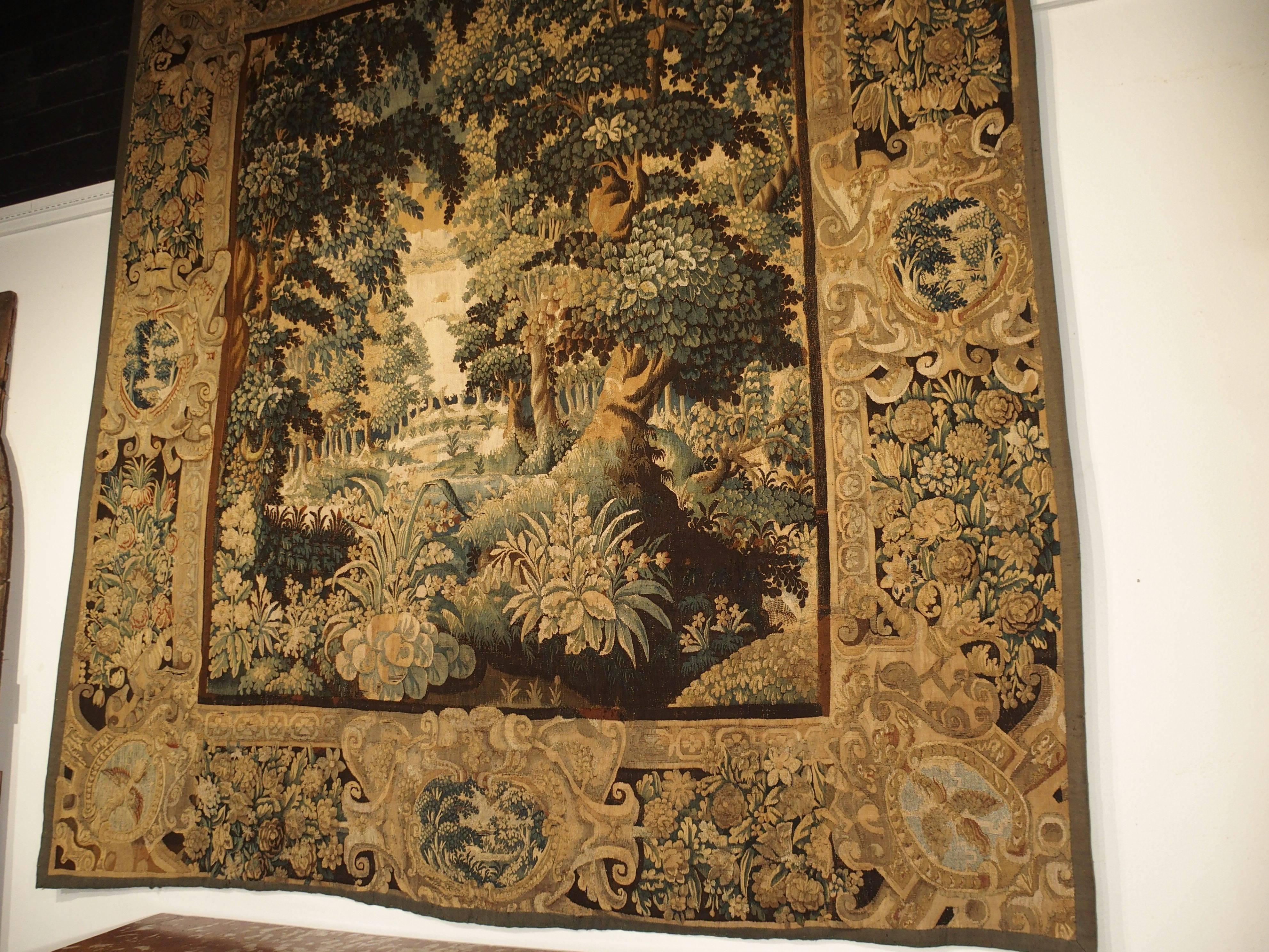 Belgian Early 17th Century Audenarde Tapestry of Forested Countryside, Wool and Silk