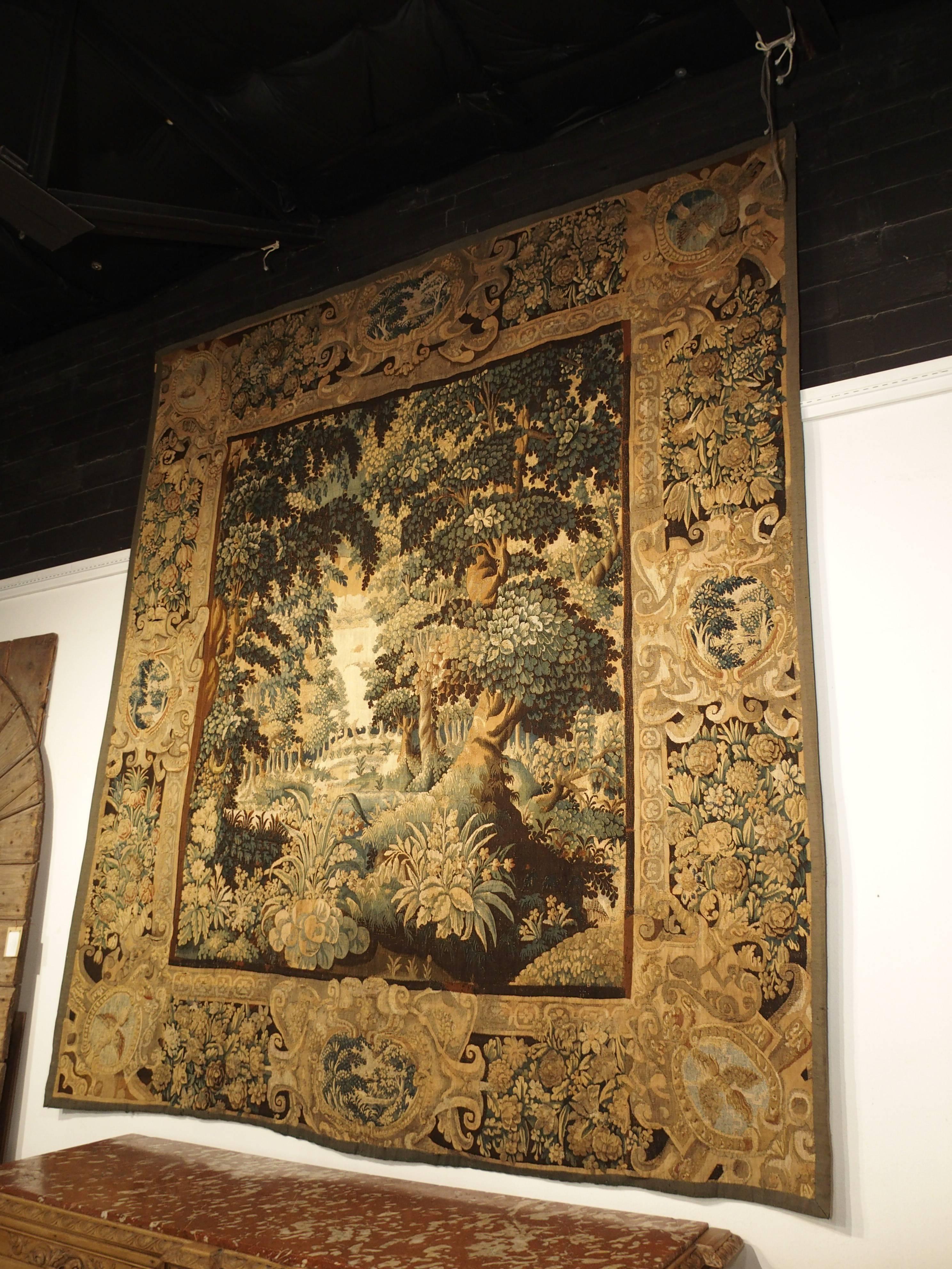 Early 17th Century Audenarde Tapestry of Forested Countryside, Wool and Silk 3