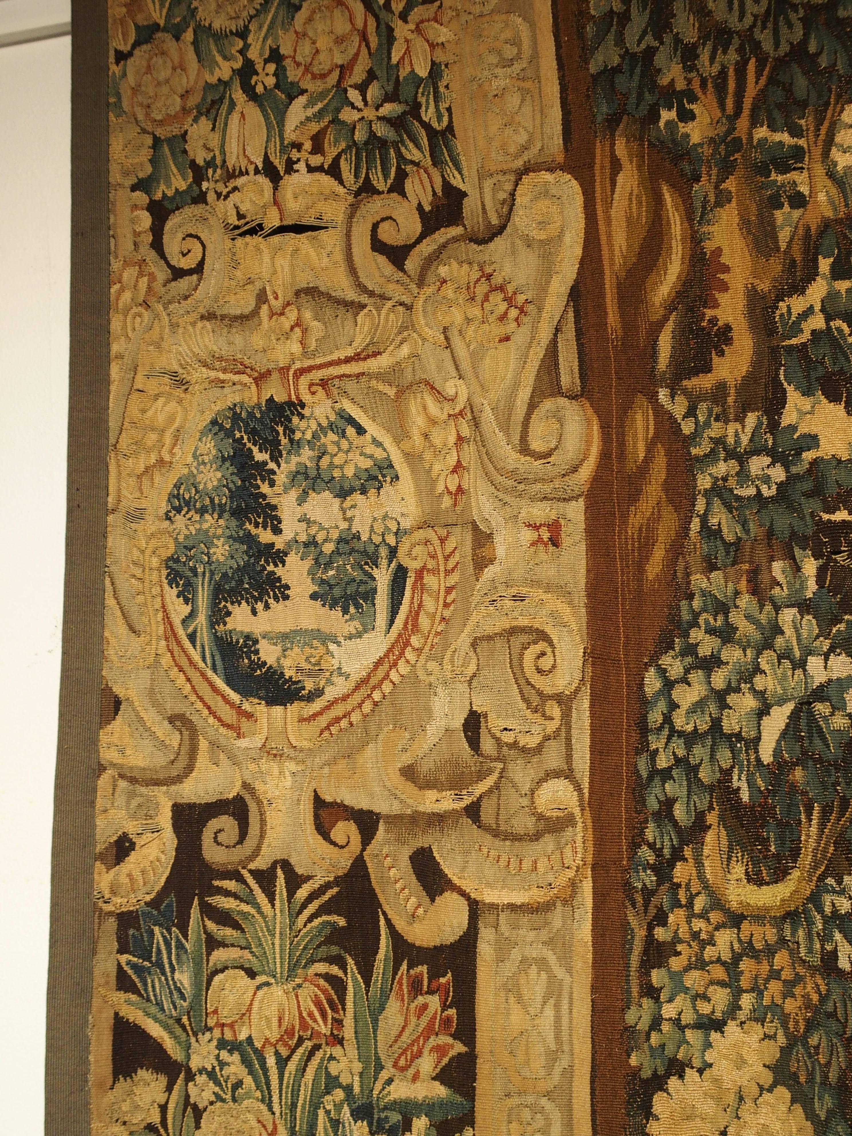 Early 17th Century Audenarde Tapestry of Forested Countryside, Wool and Silk 4