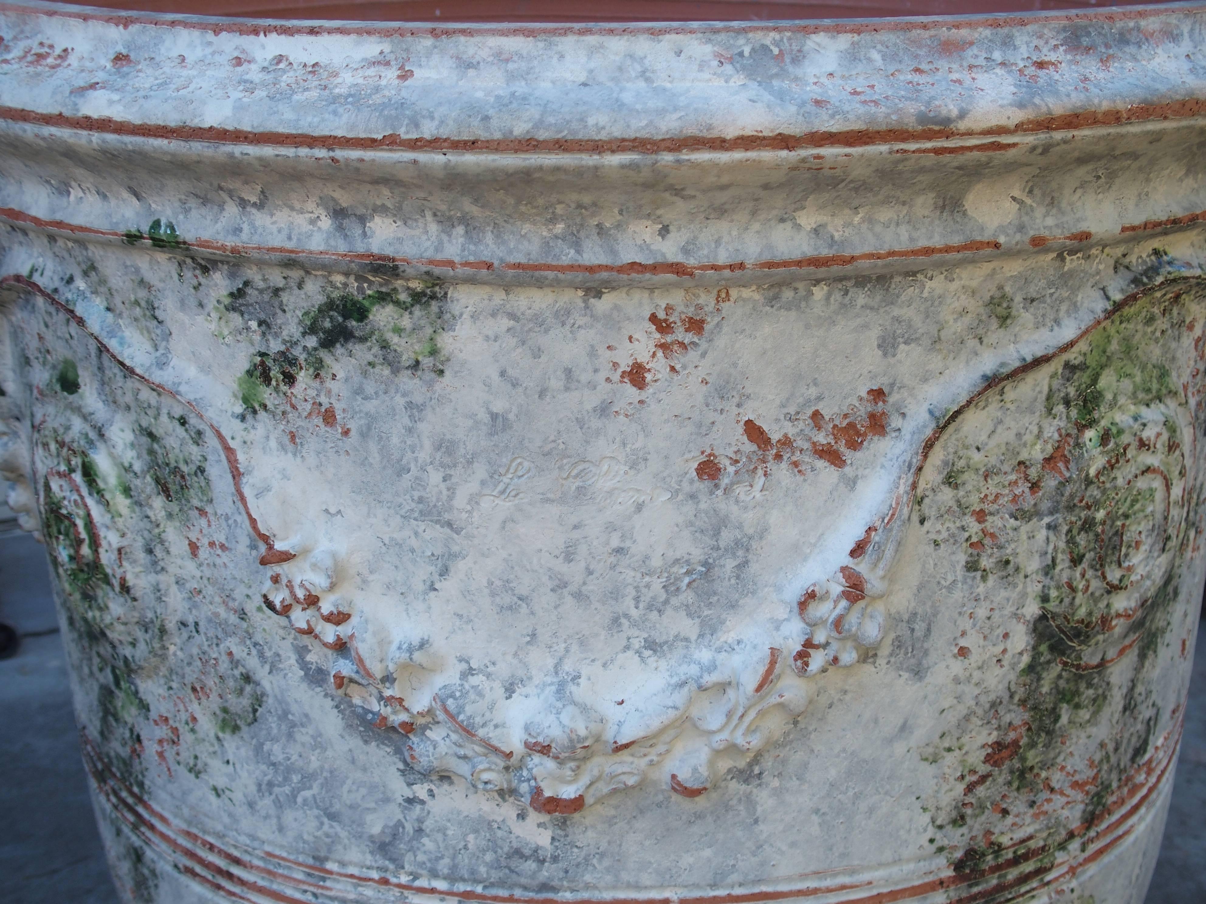 Pair of Large Painted and Distressed Anduze Pots, France 4
