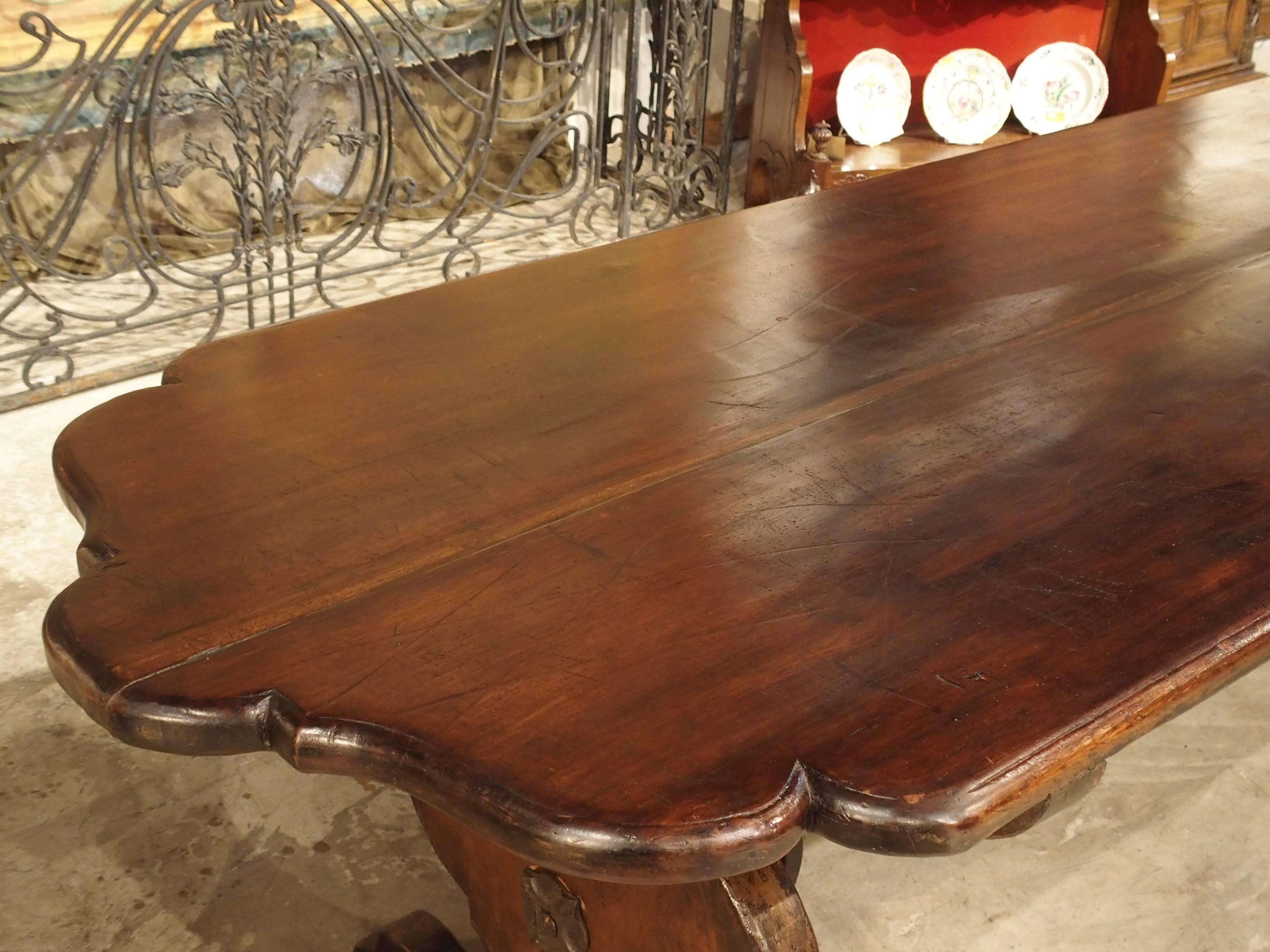 Contemporary Florentine Renaissance Style Walnut Wood Monastery Table