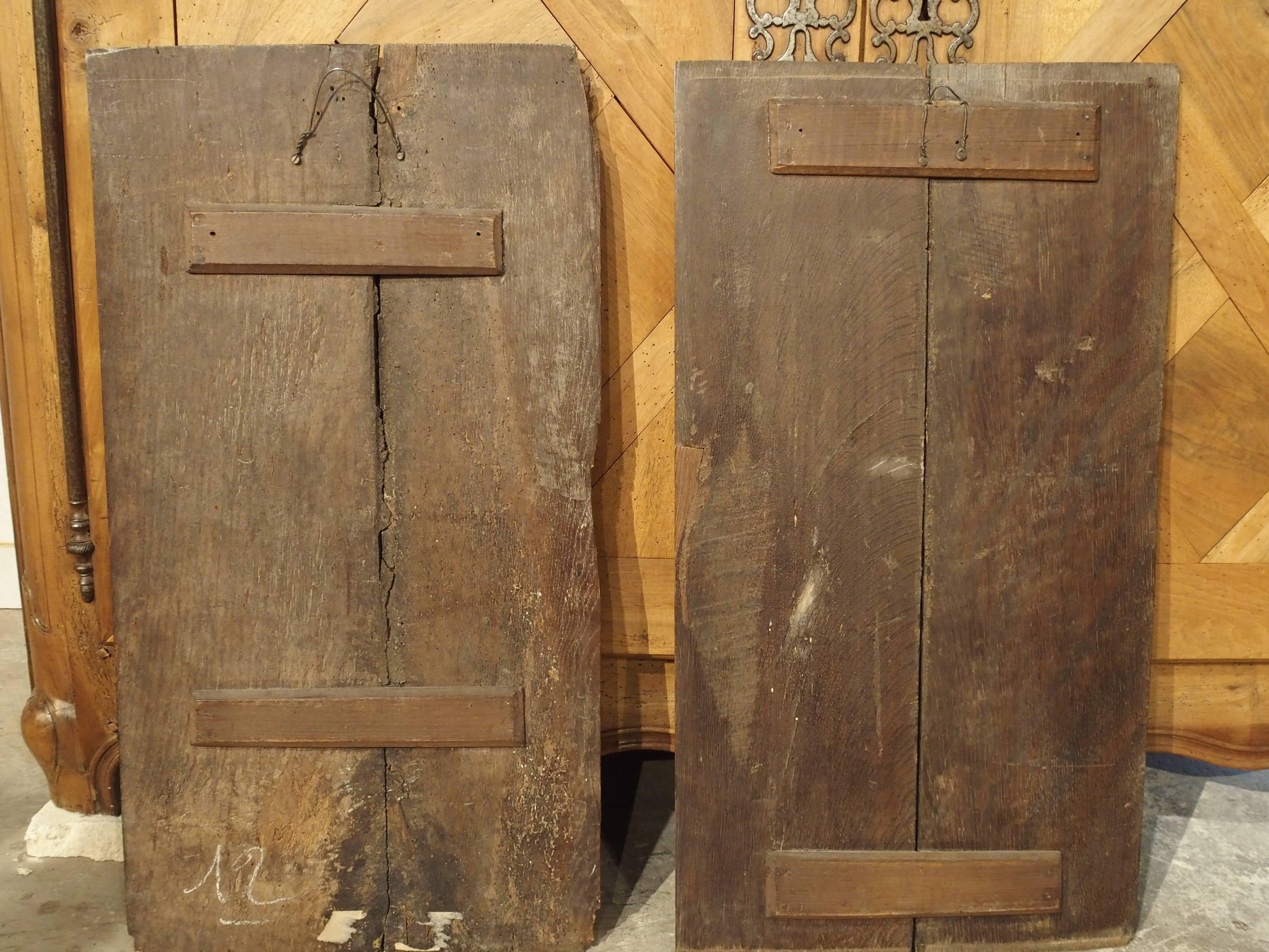 French Pair of 17th Century Renaissance Style Carved Panels from France For Sale