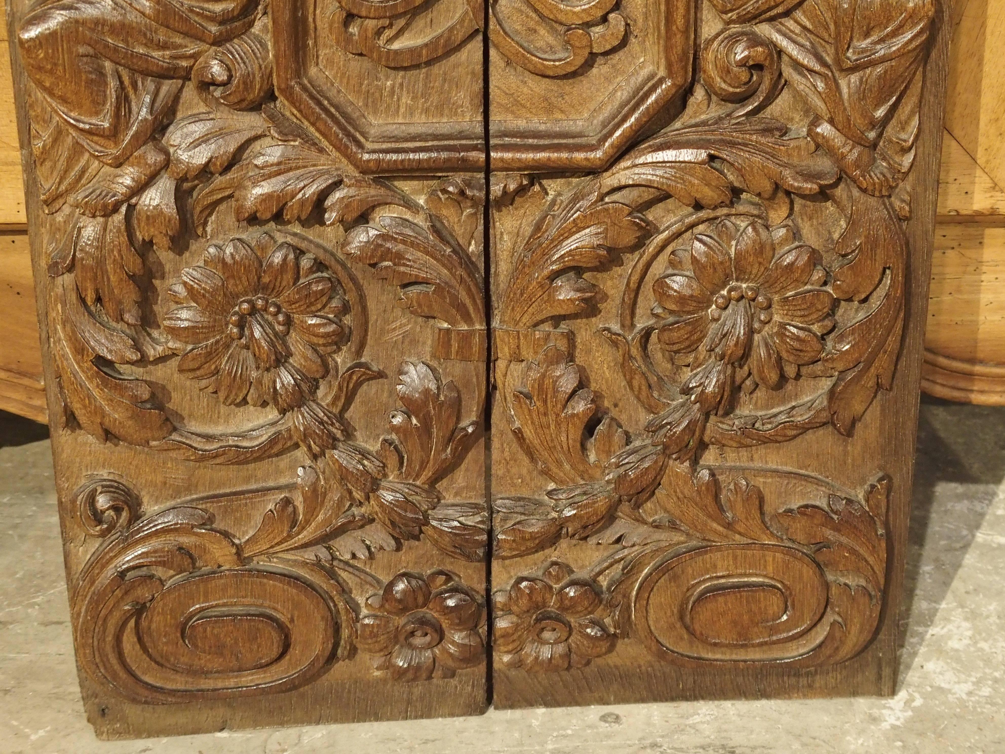 18th Century and Earlier Pair of 17th Century Renaissance Style Carved Panels from France For Sale