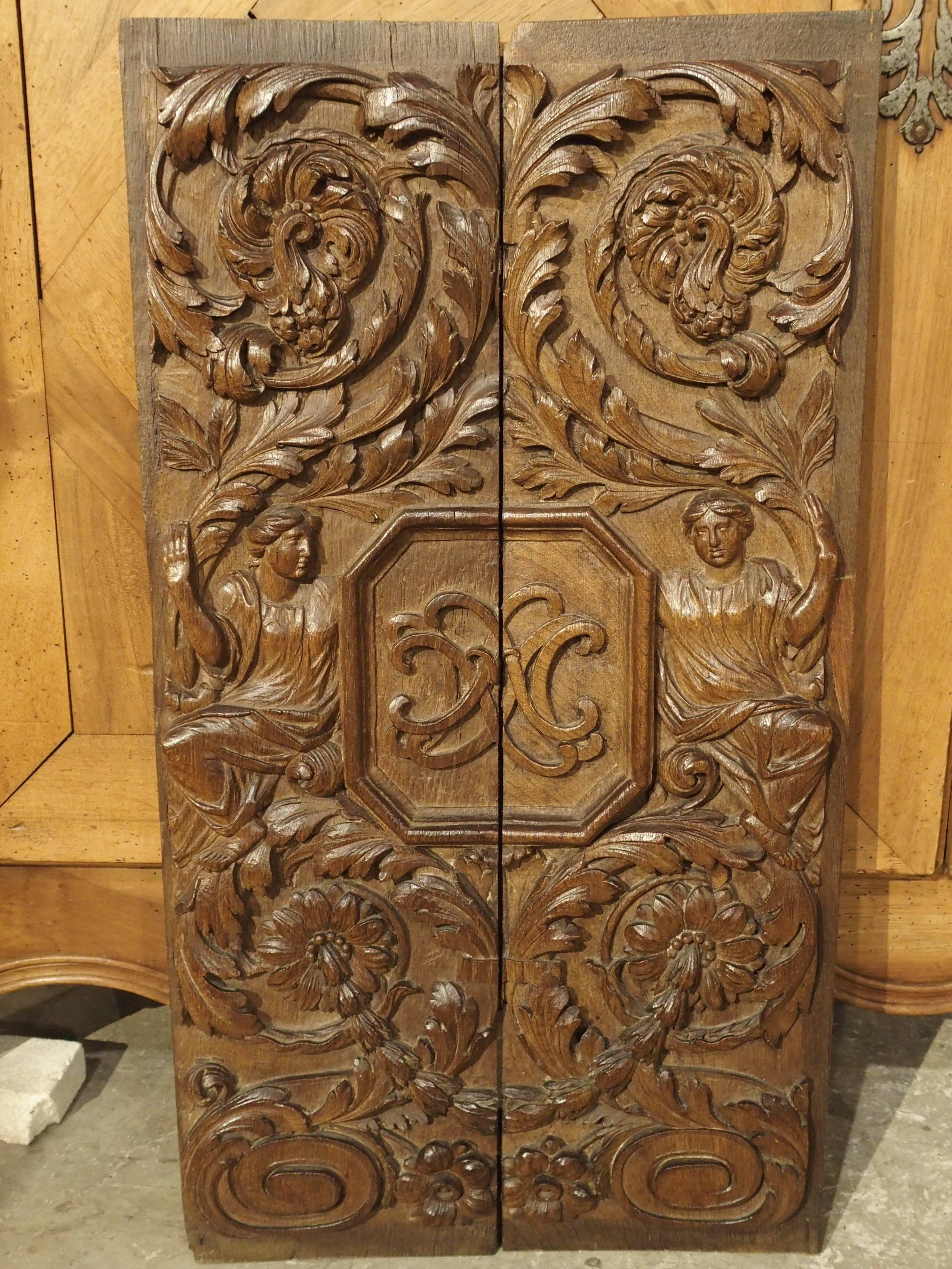 Pair of 17th Century Renaissance Style Carved Panels from France For Sale 1