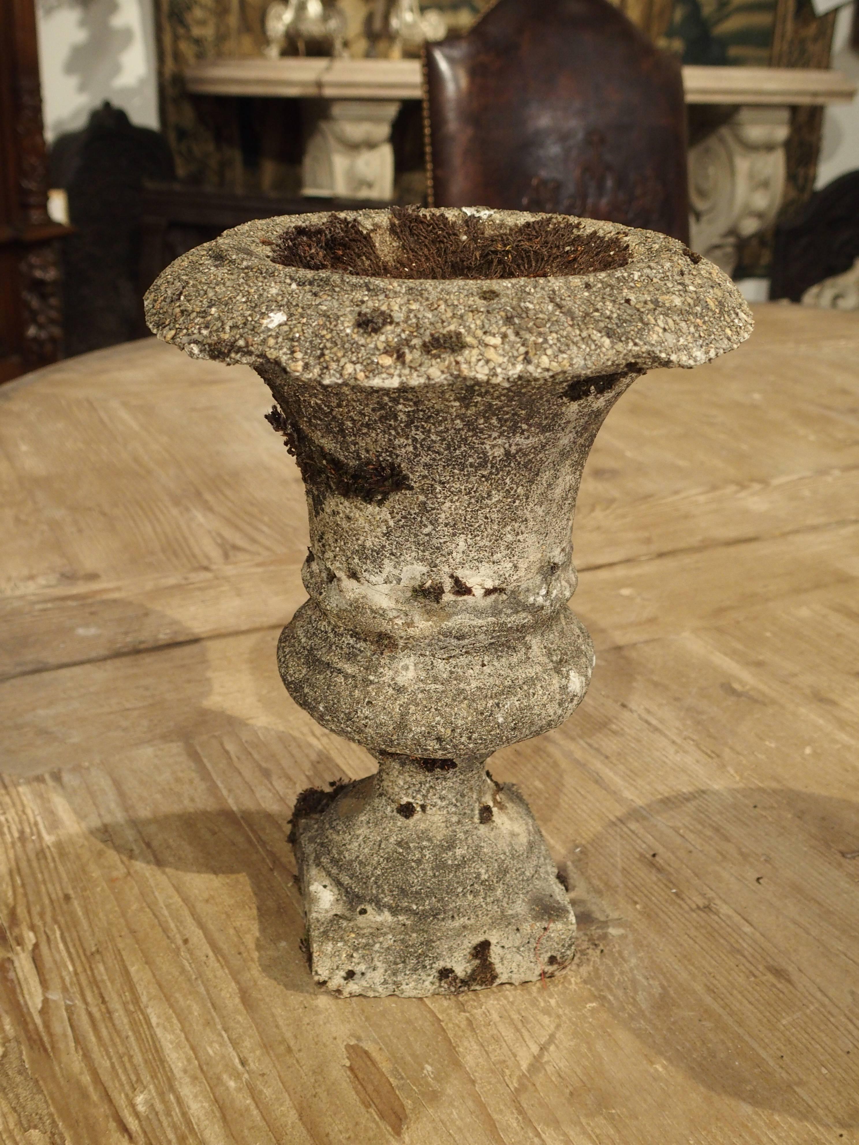 Early 20th Century Set of Three Small Reconstituted Stone Urns from France, circa 1900