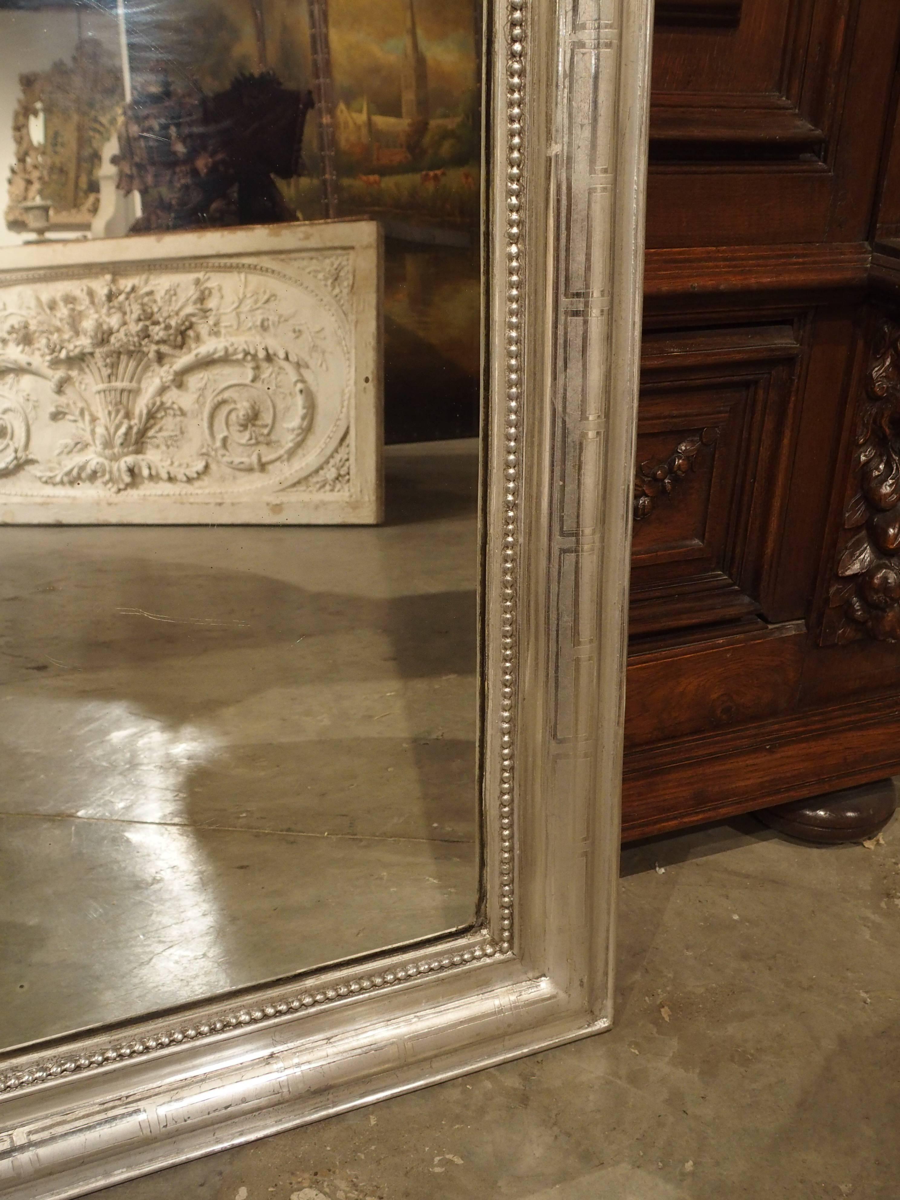 Glass Antique Silverleaf Louis Philippe Mirror, France, Late 1800s