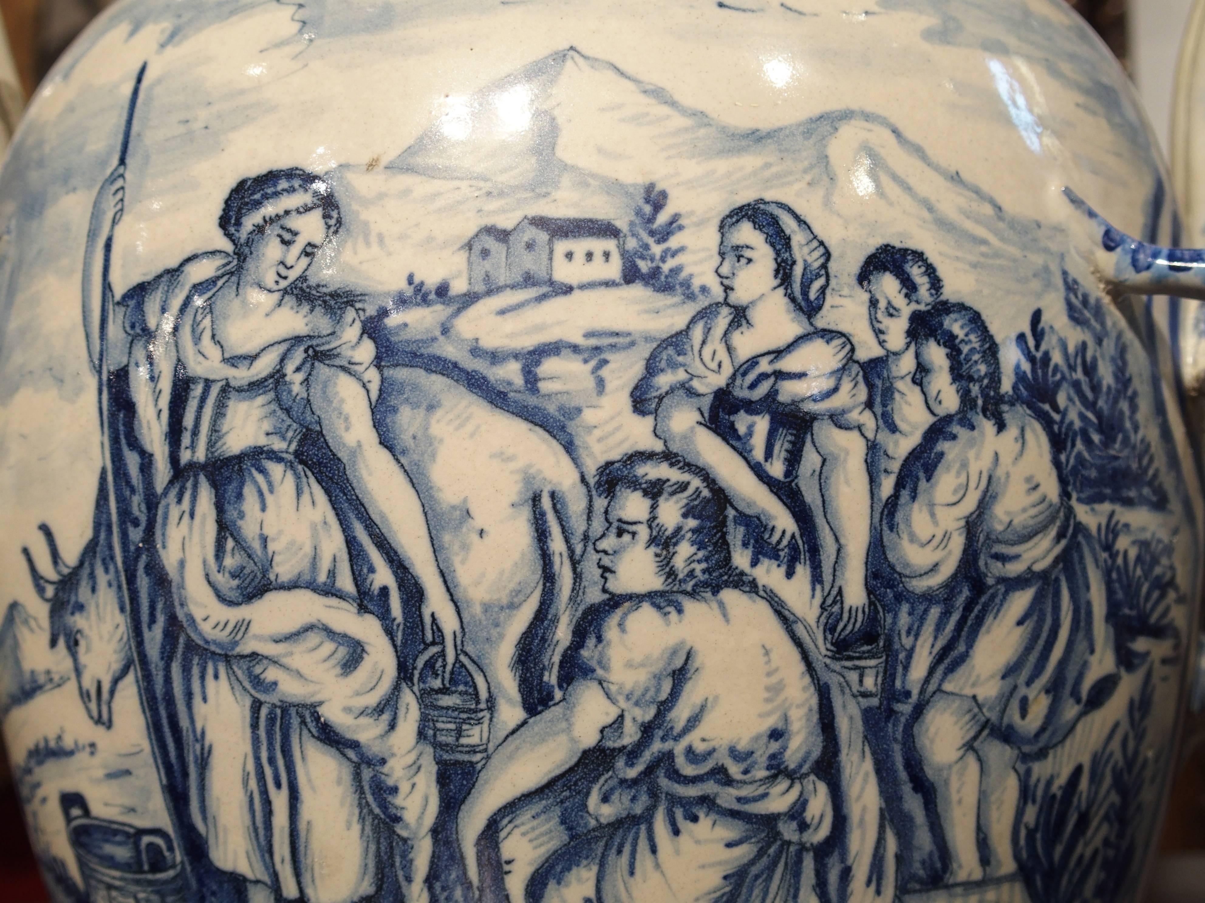 19th Century Blue White Vase from Italy In Good Condition In Dallas, TX