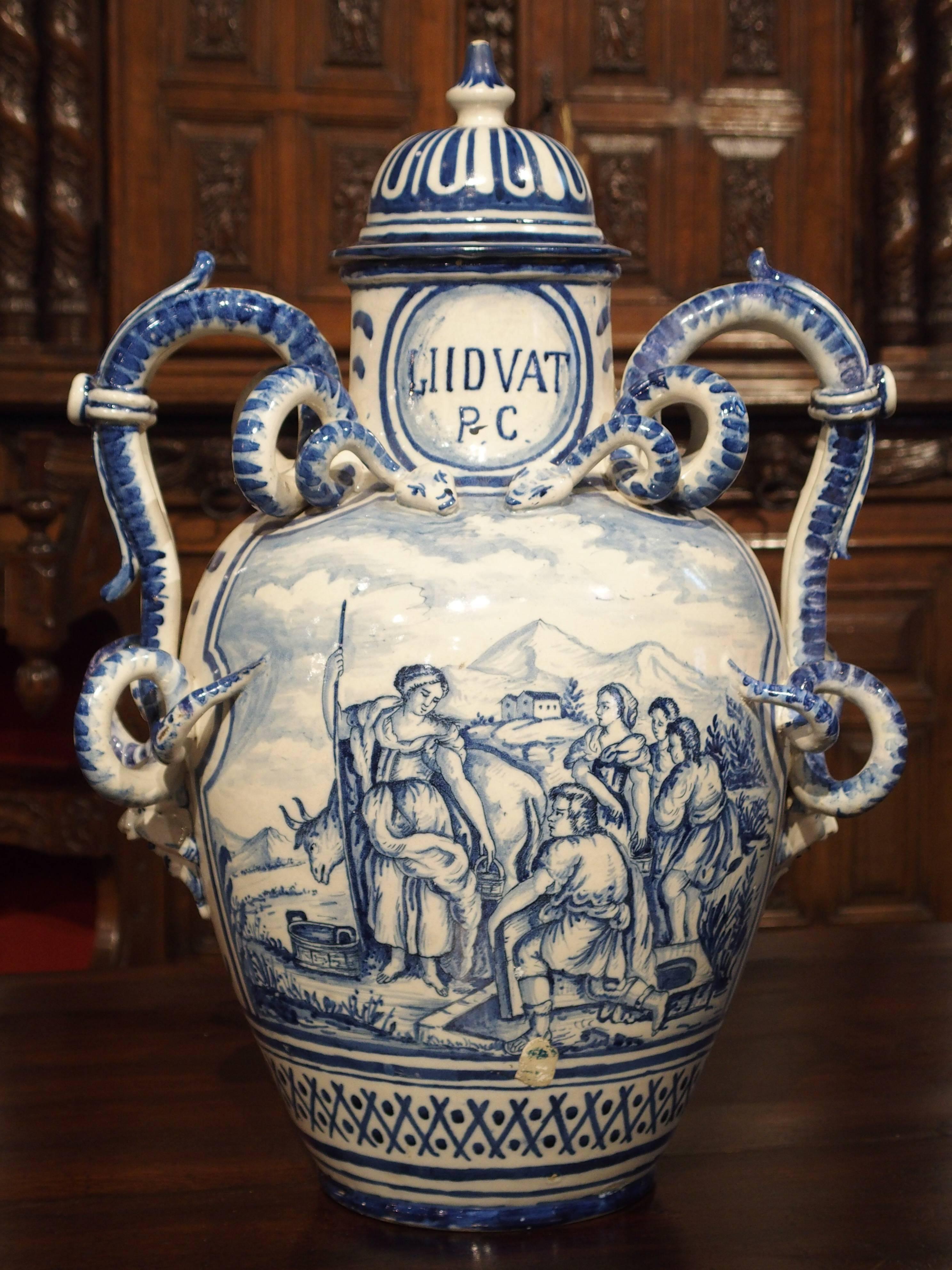 19th Century Blue White Vase from Italy 1