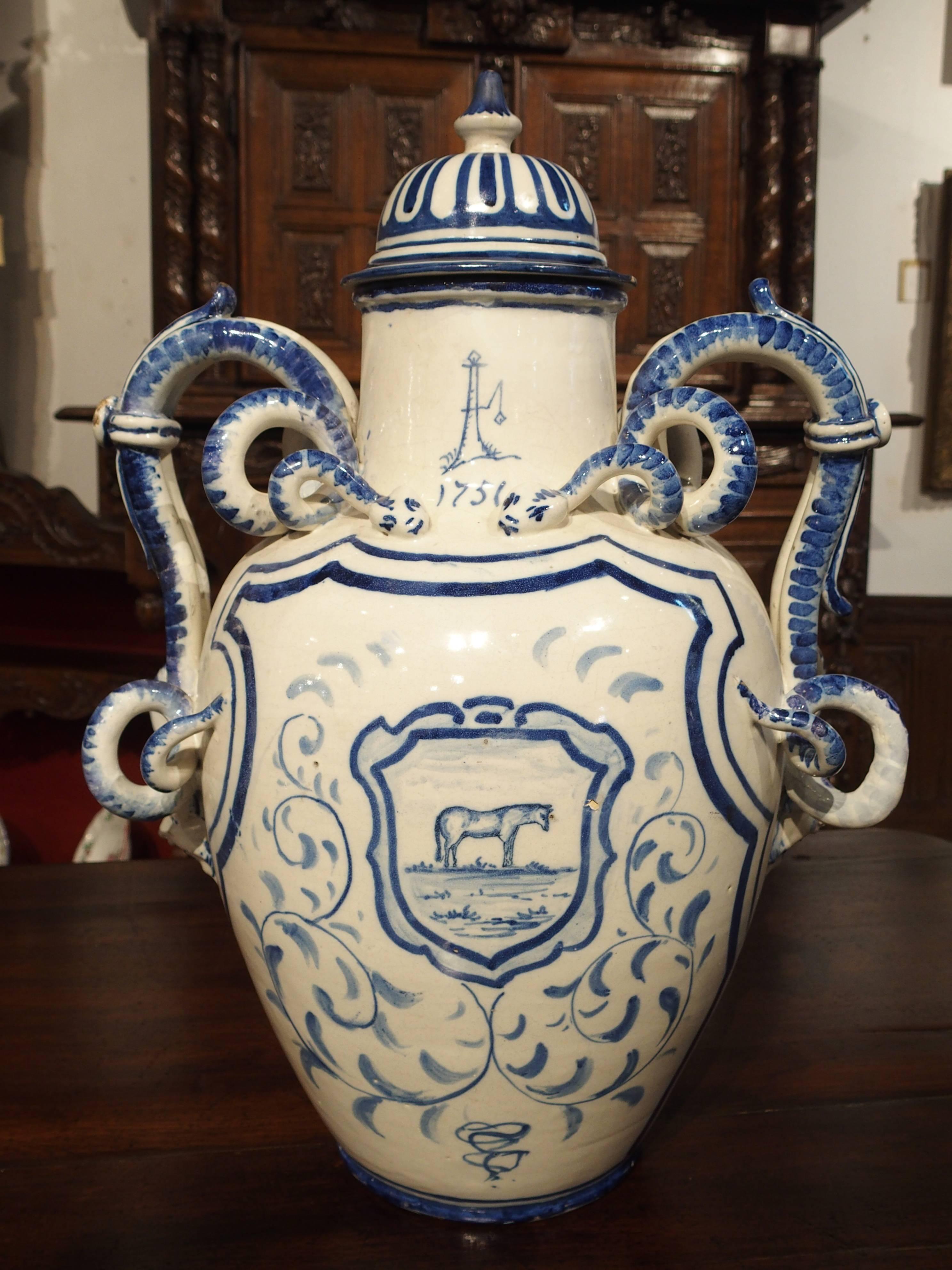 19th Century Blue White Vase from Italy 3