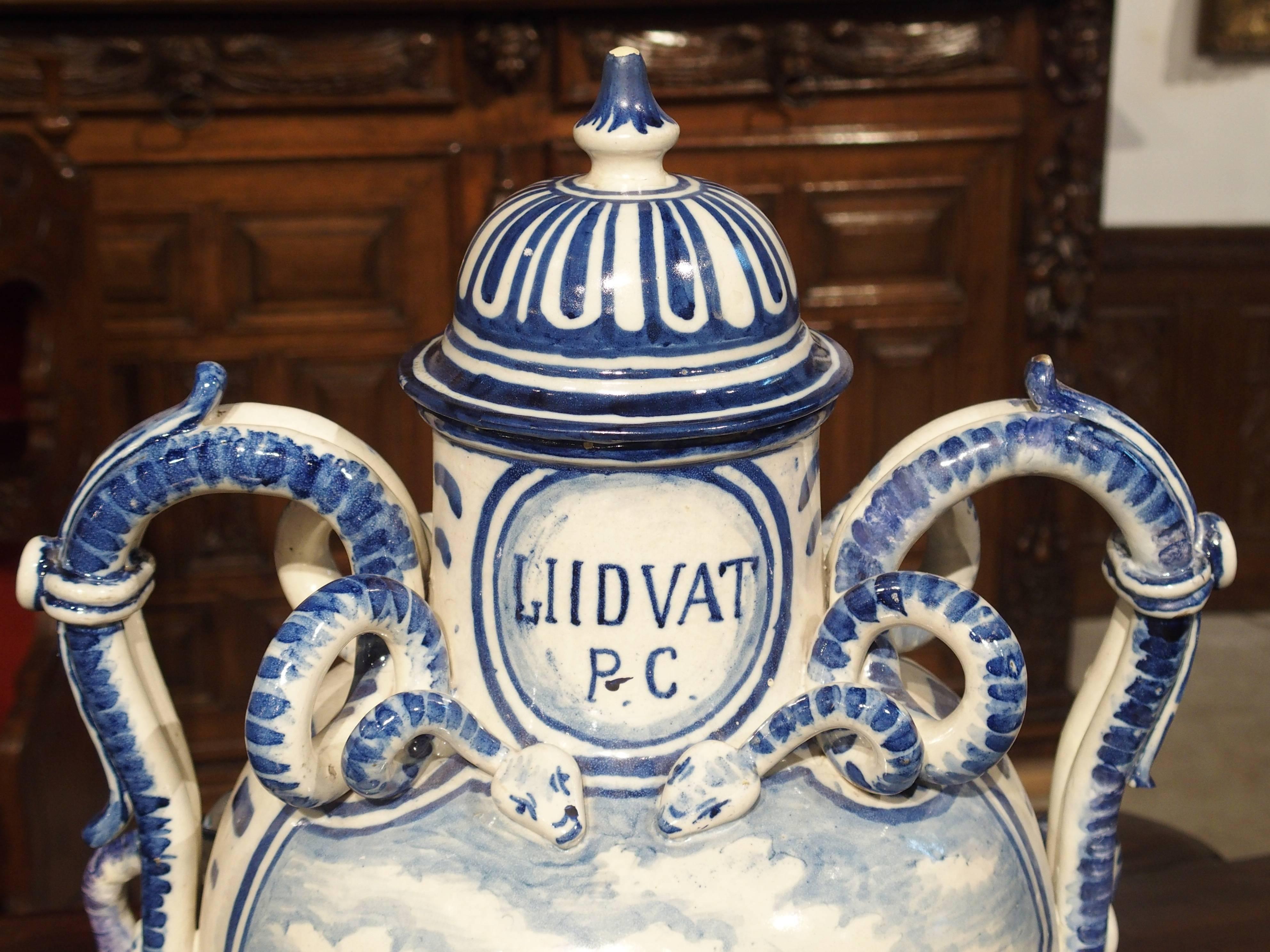 19th Century Blue White Vase from Italy 4