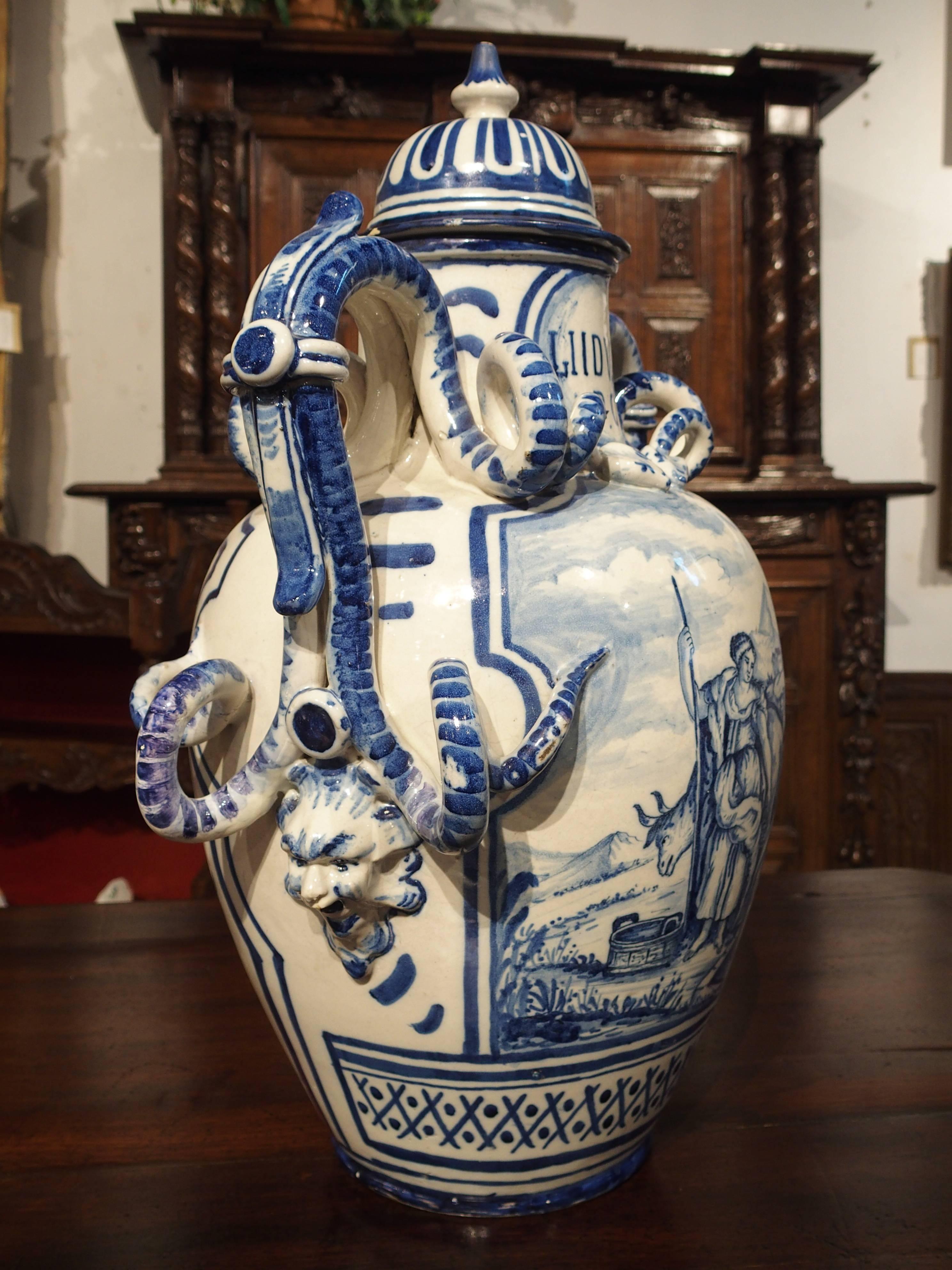 19th Century Blue White Vase from Italy 5