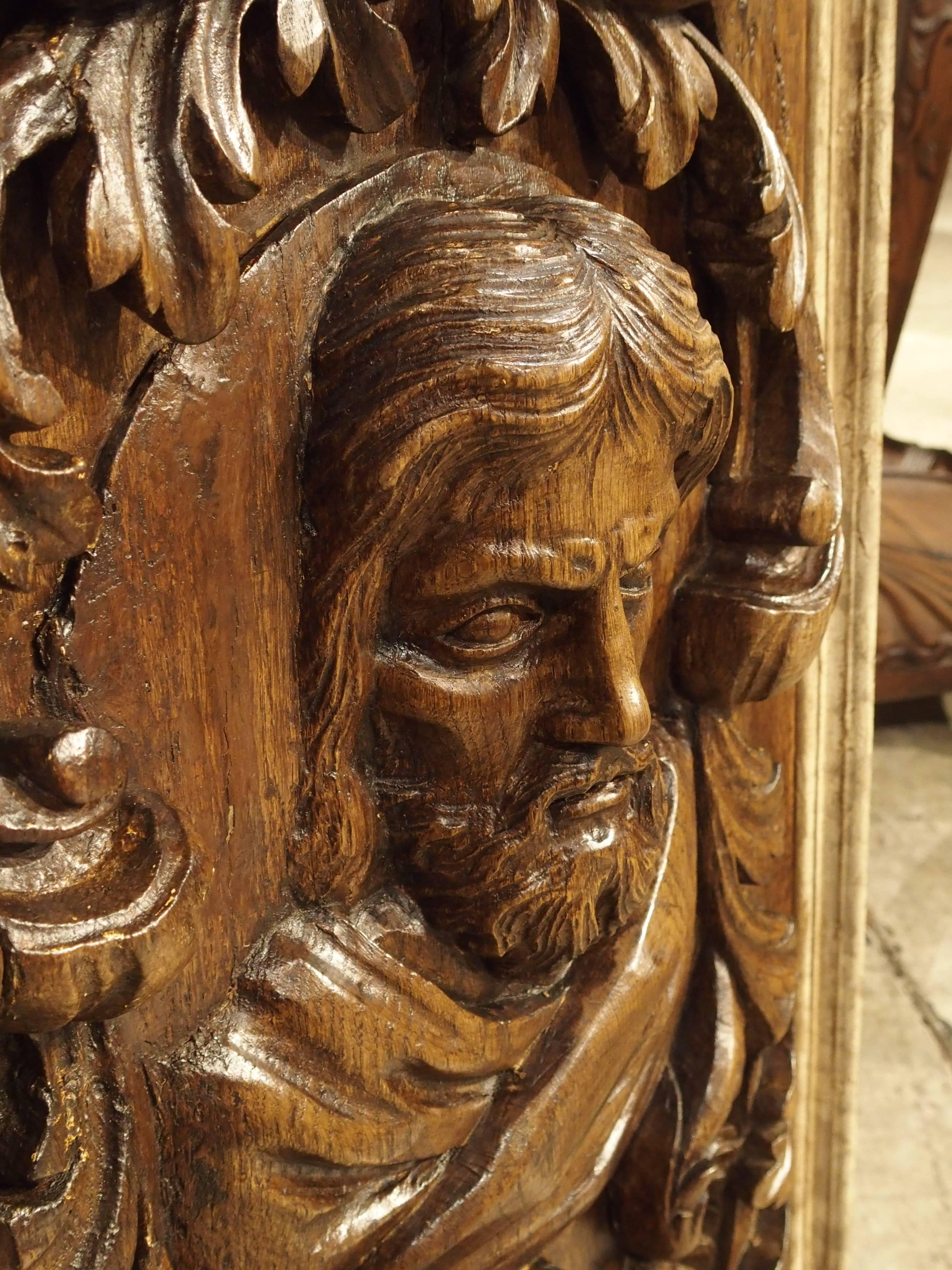 18th Century Carved Oak Panel of Saint Mark and Lion 2