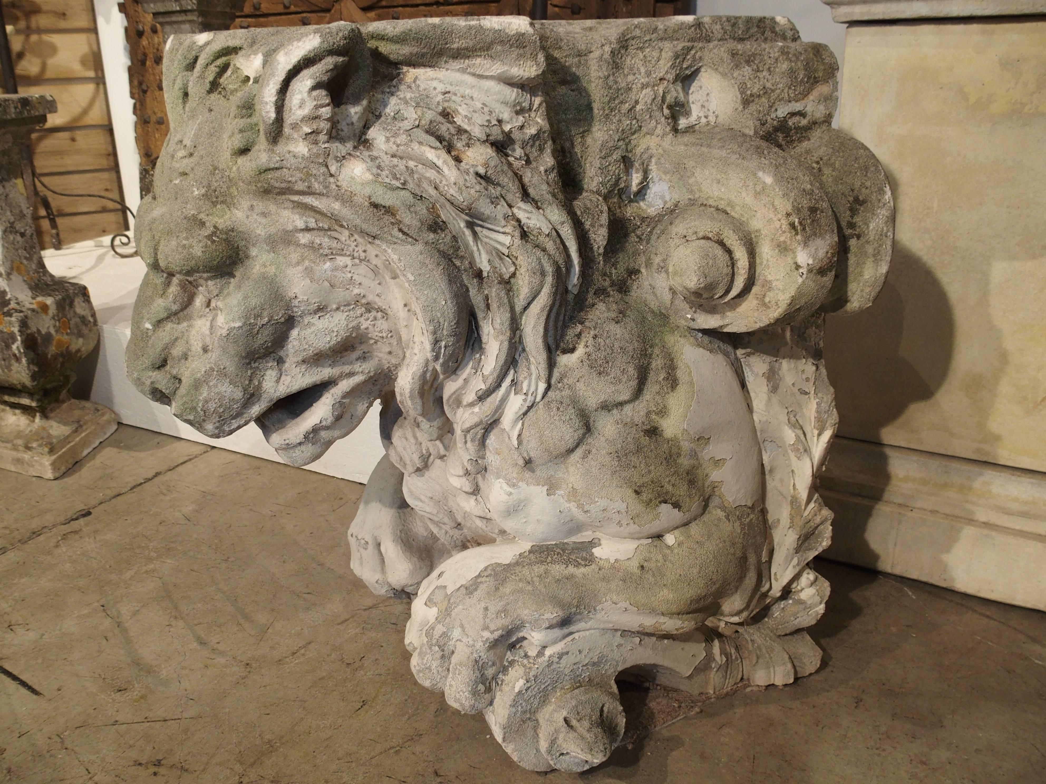 Magnificent Pair of Antique Stone French Lion Architecturals 1