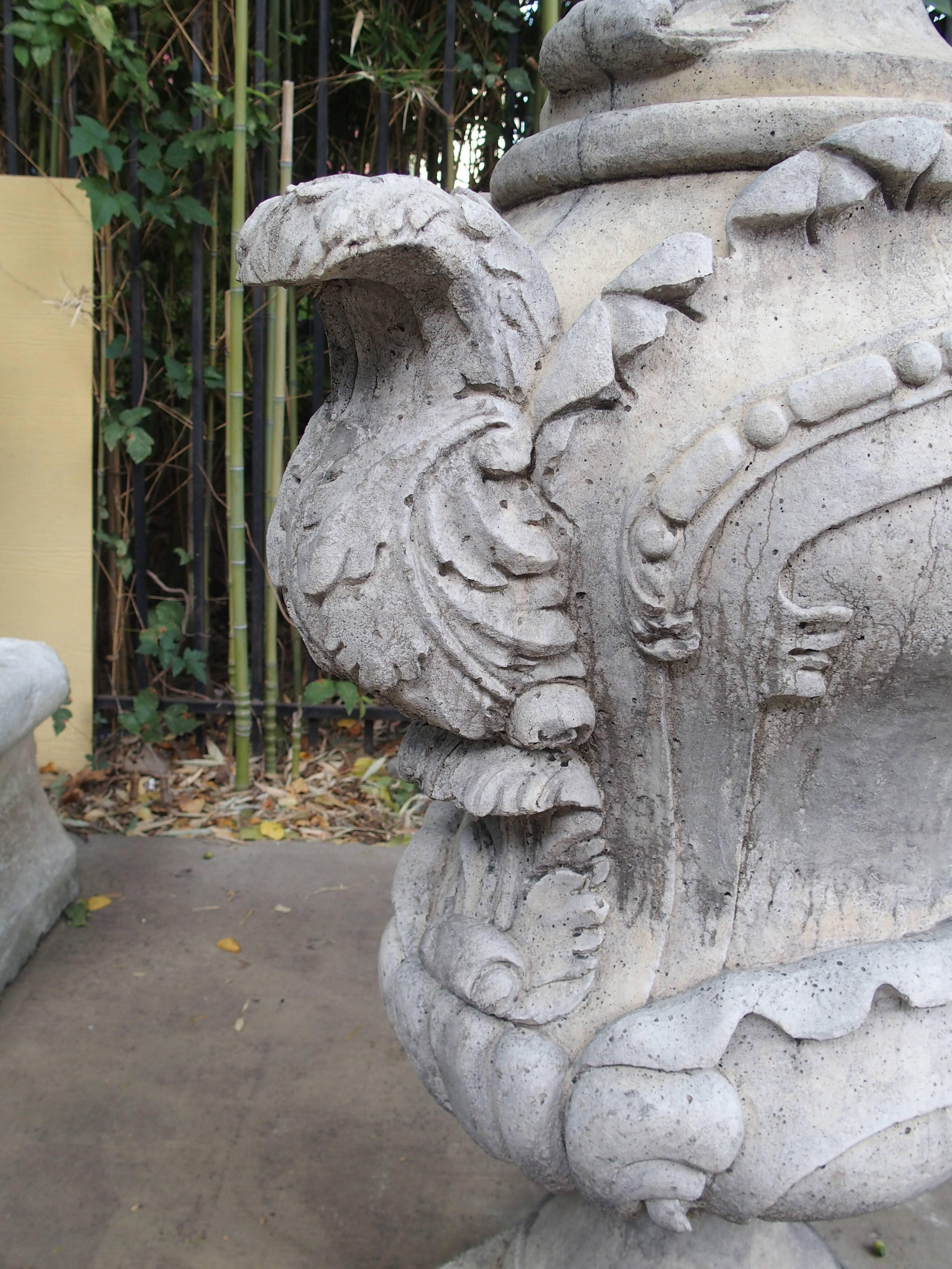 Rococo Pair of Large Cast Stone French Garden Finials