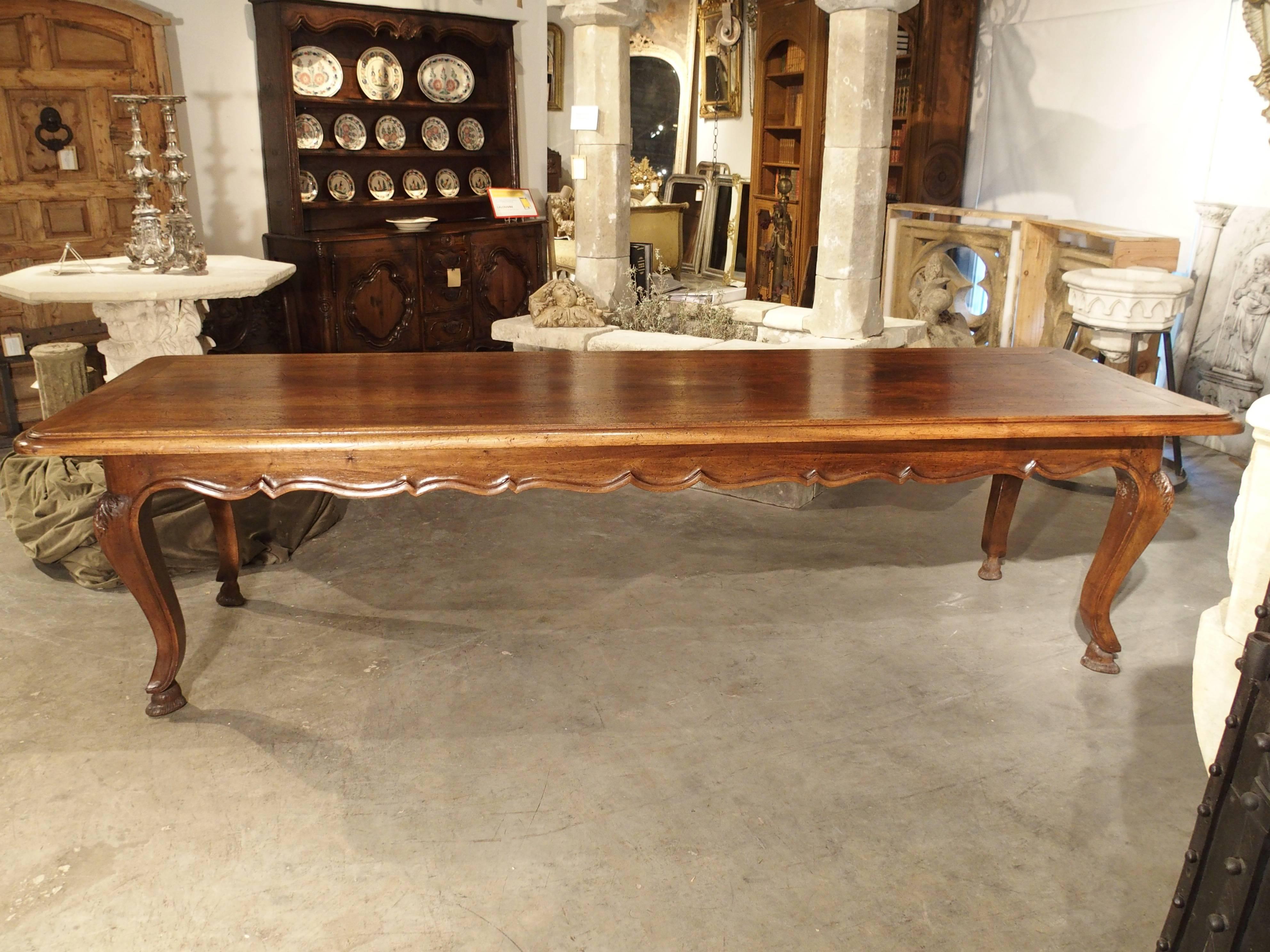 Unusual Antique French Walnut Wood Dining Table, Mid-1800s 1