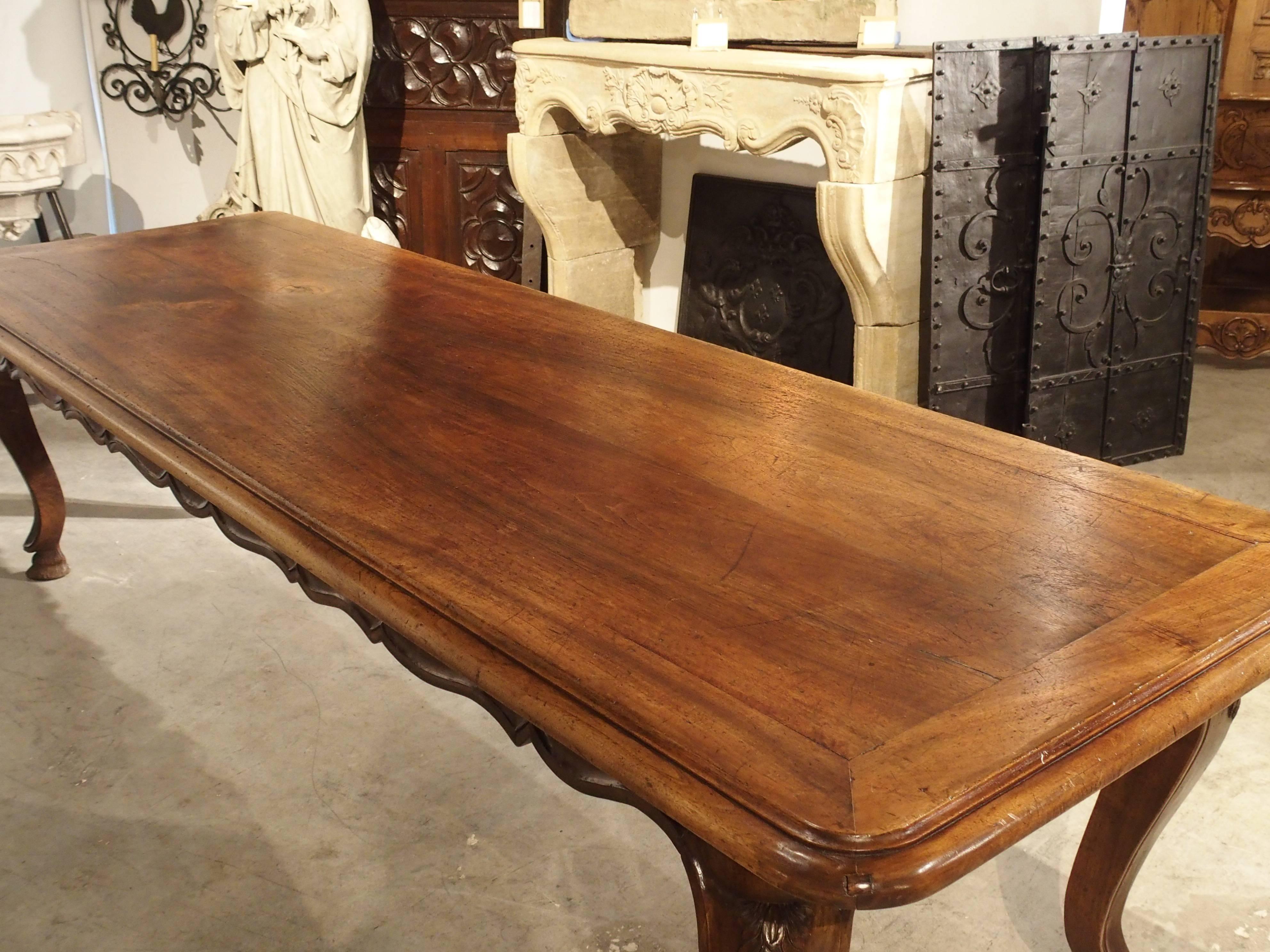 19th Century Unusual Antique French Walnut Wood Dining Table, Mid-1800s