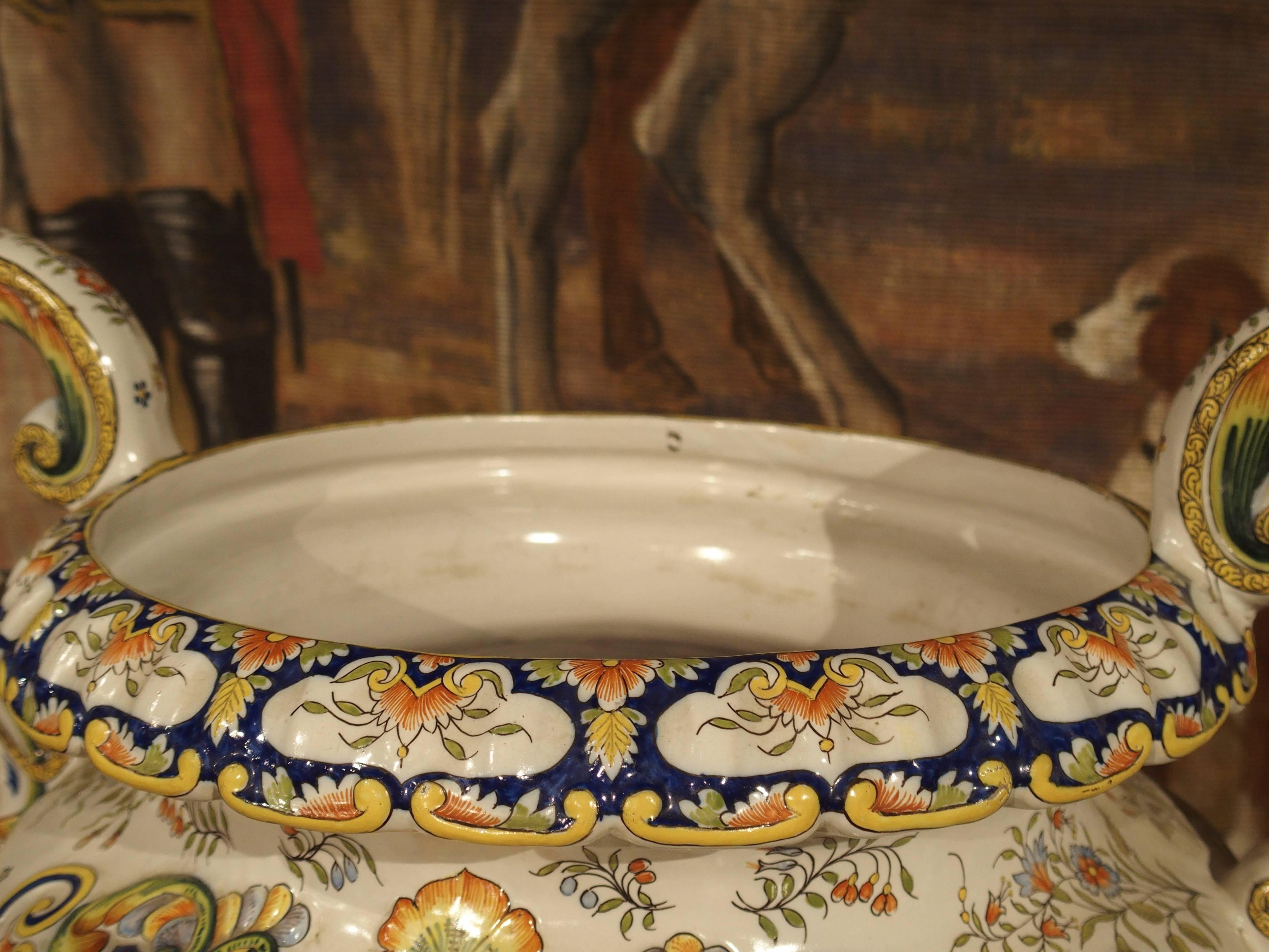 Antique French Cachepot, Desvres, Late 19th Century In Good Condition In Dallas, TX