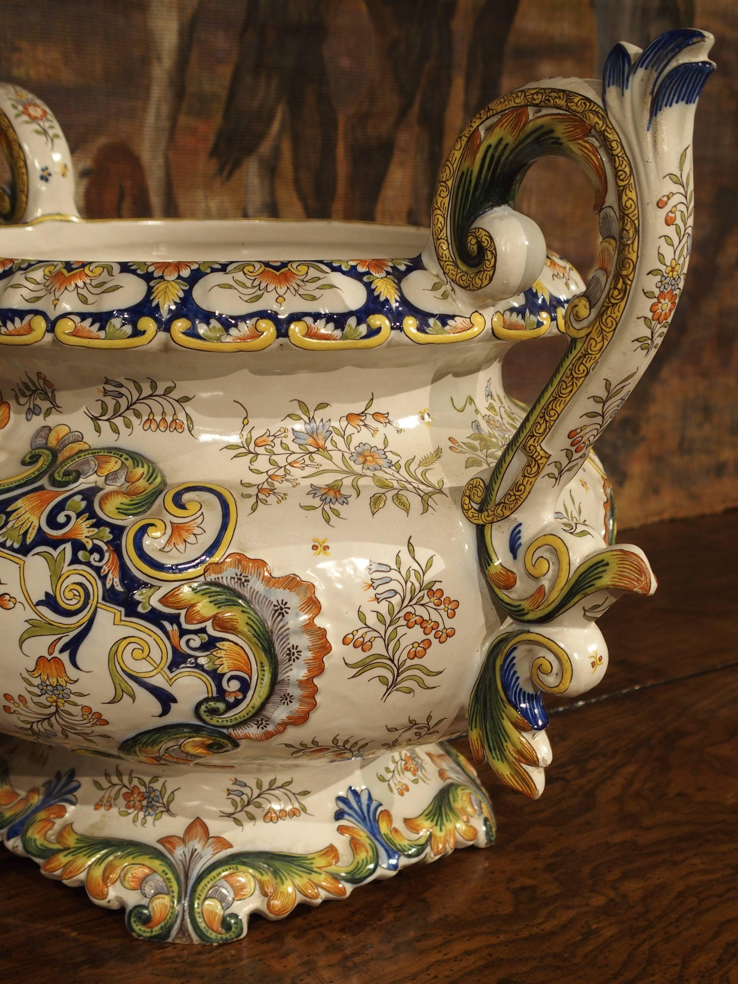 Antique French Cachepot, Desvres, Late 19th Century 5