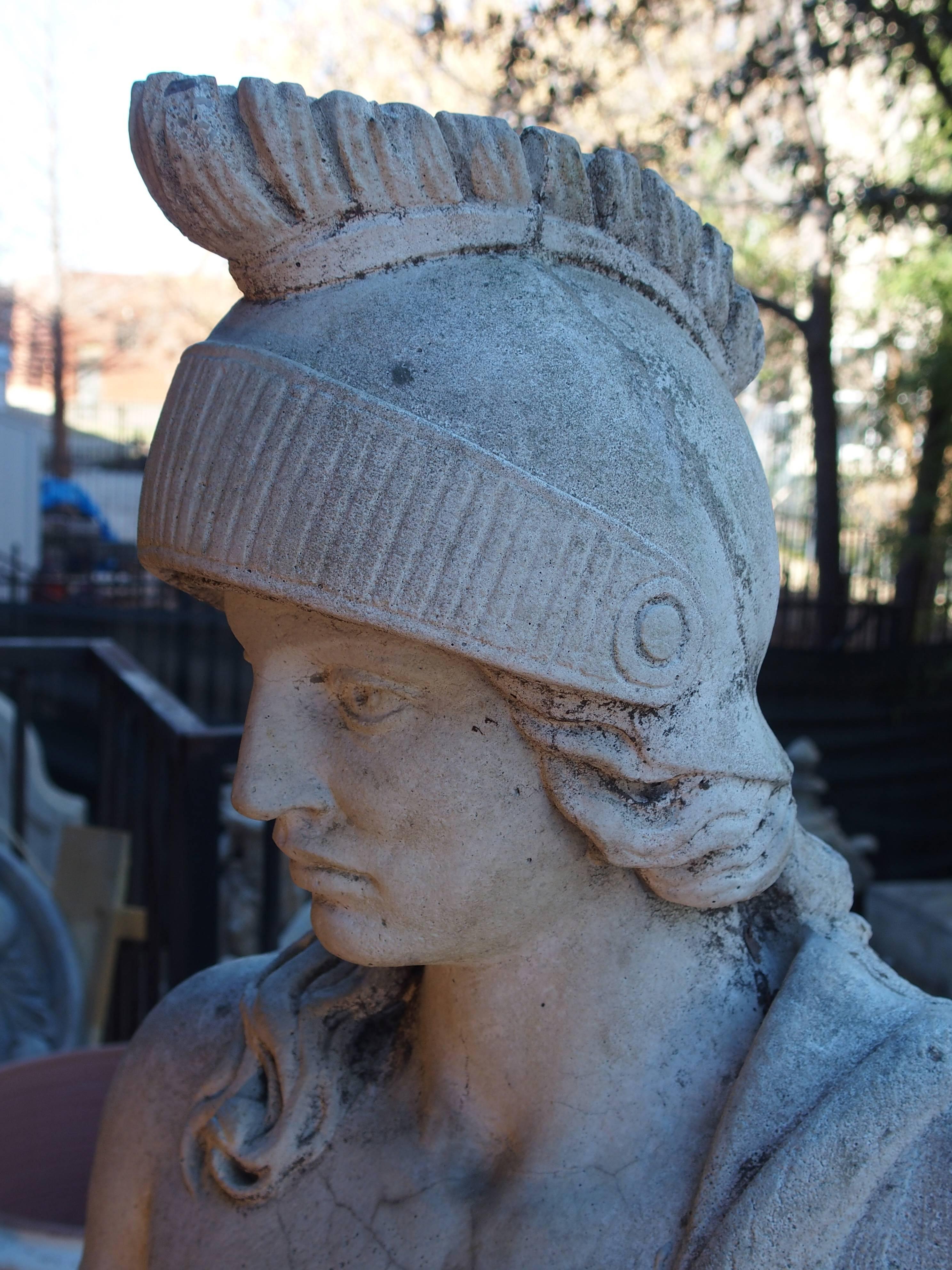 Classical Greek Cast Stone Statue of a Greek Warrior, France, 1970s