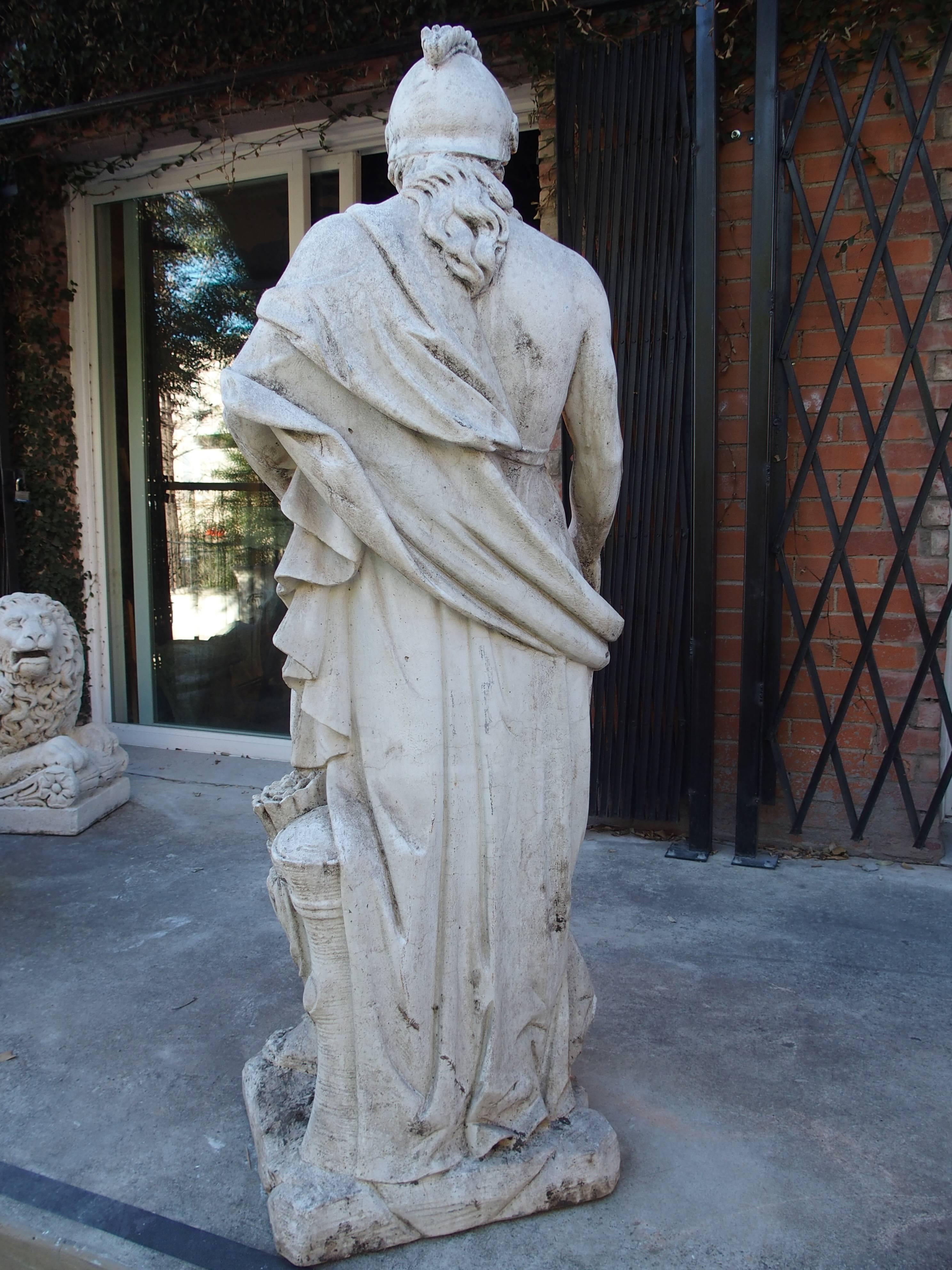 Cast Stone Statue of a Greek Warrior, France, 1970s In Good Condition In Dallas, TX