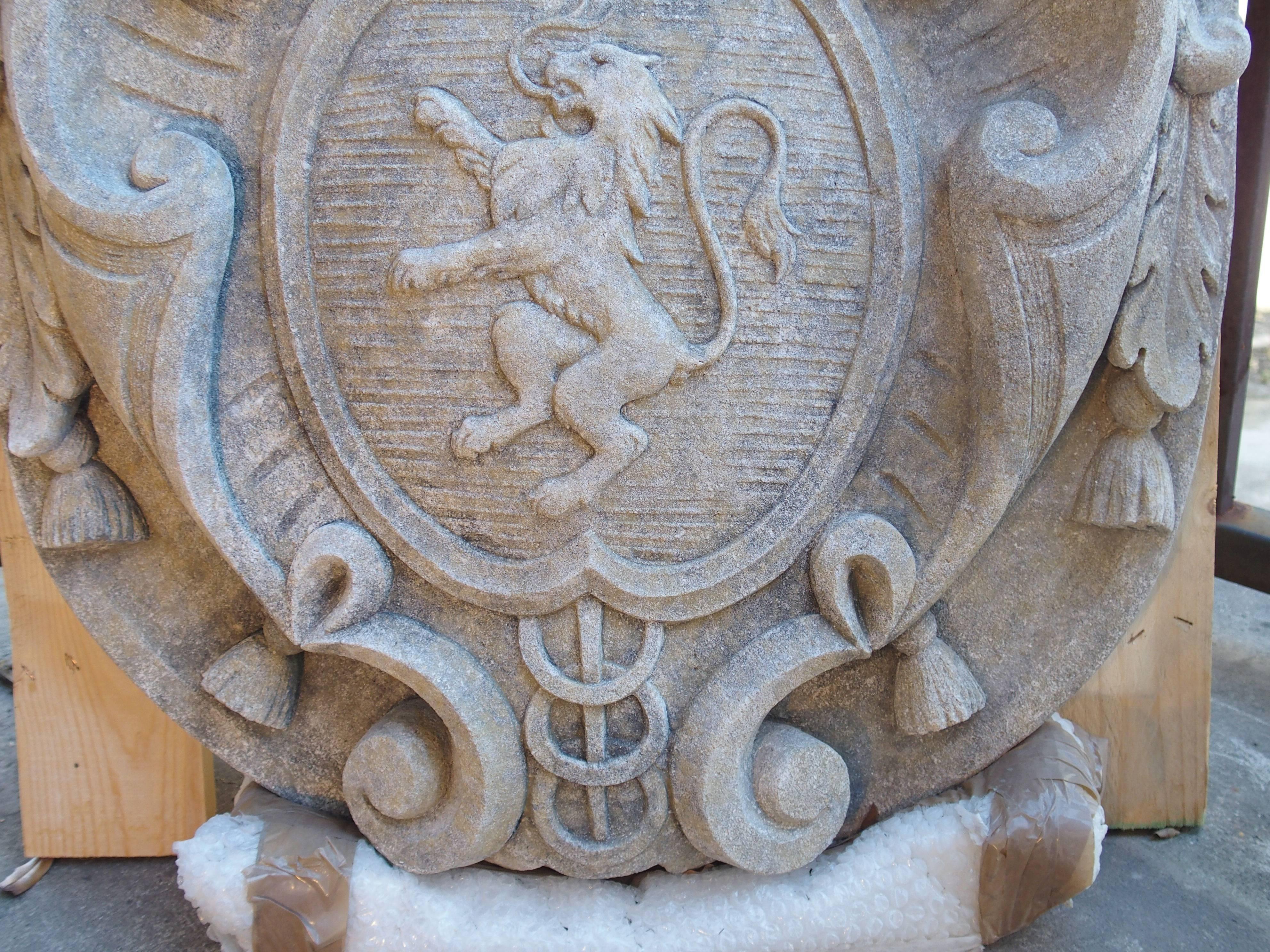 Hand-Carved Carved Limestone Plaque from Italy