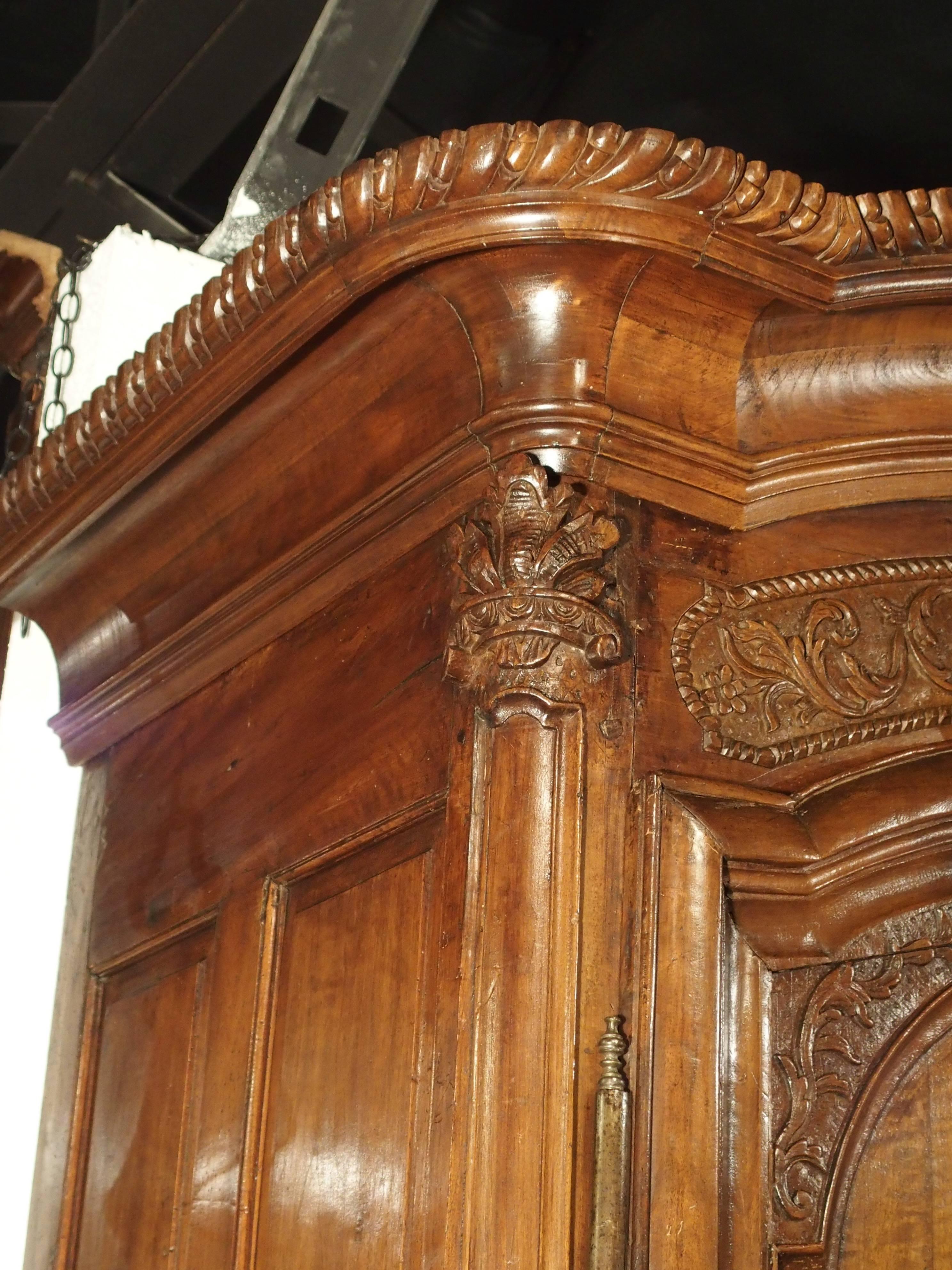 Early 1700s French Walnut Wood Chateau Armoire, 