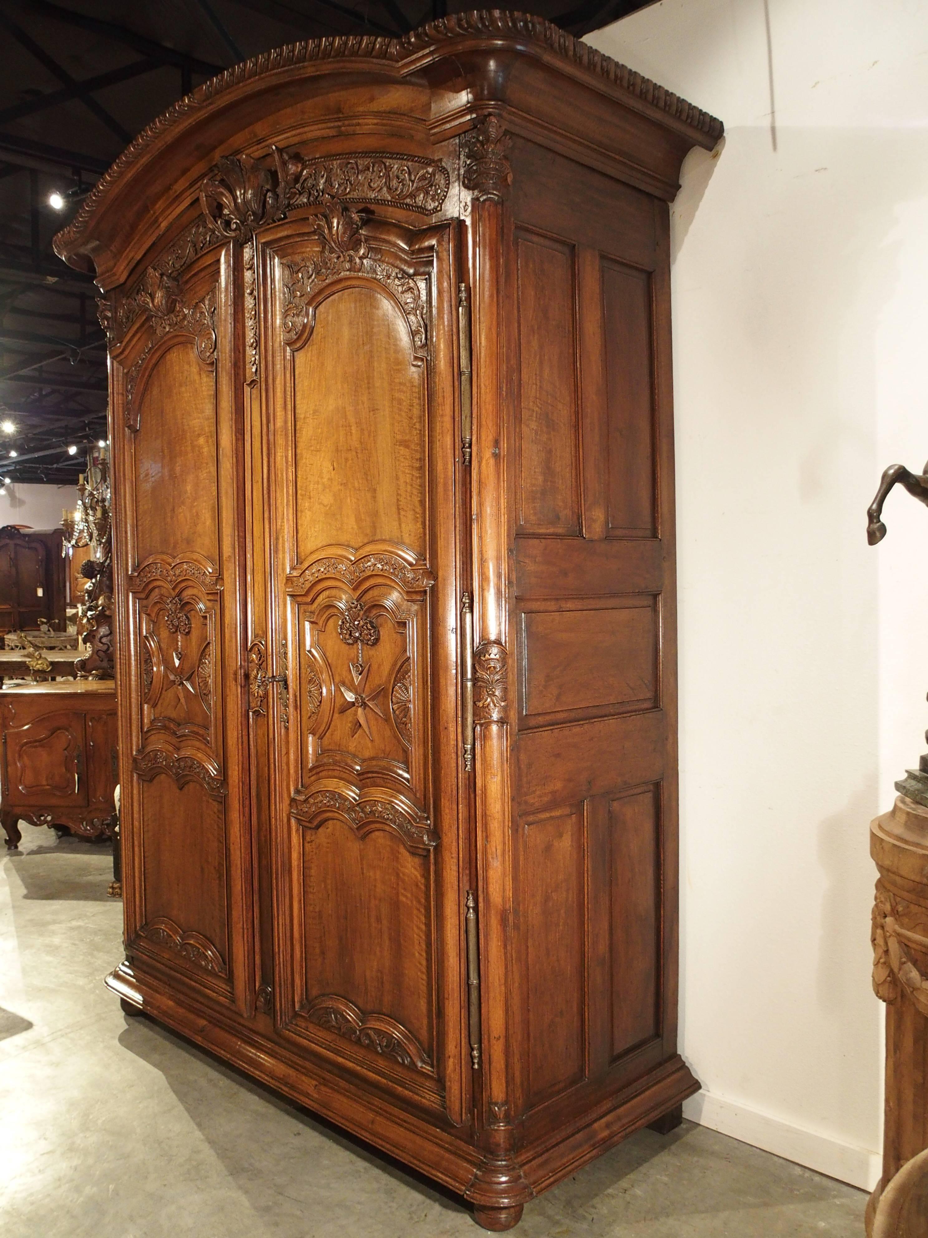 Early 18th Century Early 1700s French Walnut Wood Chateau Armoire, 