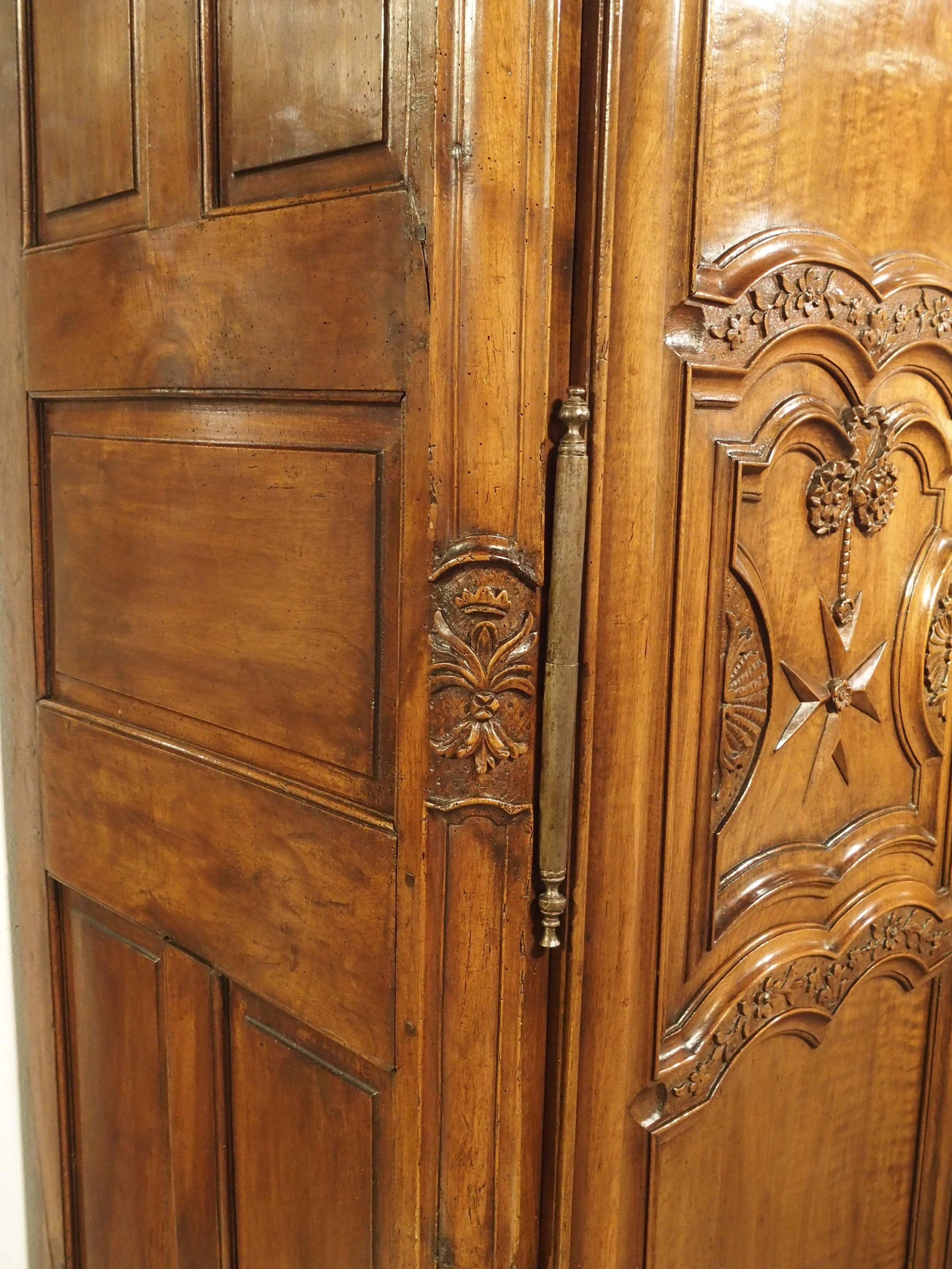 Early 1700s French Walnut Wood Chateau Armoire, 