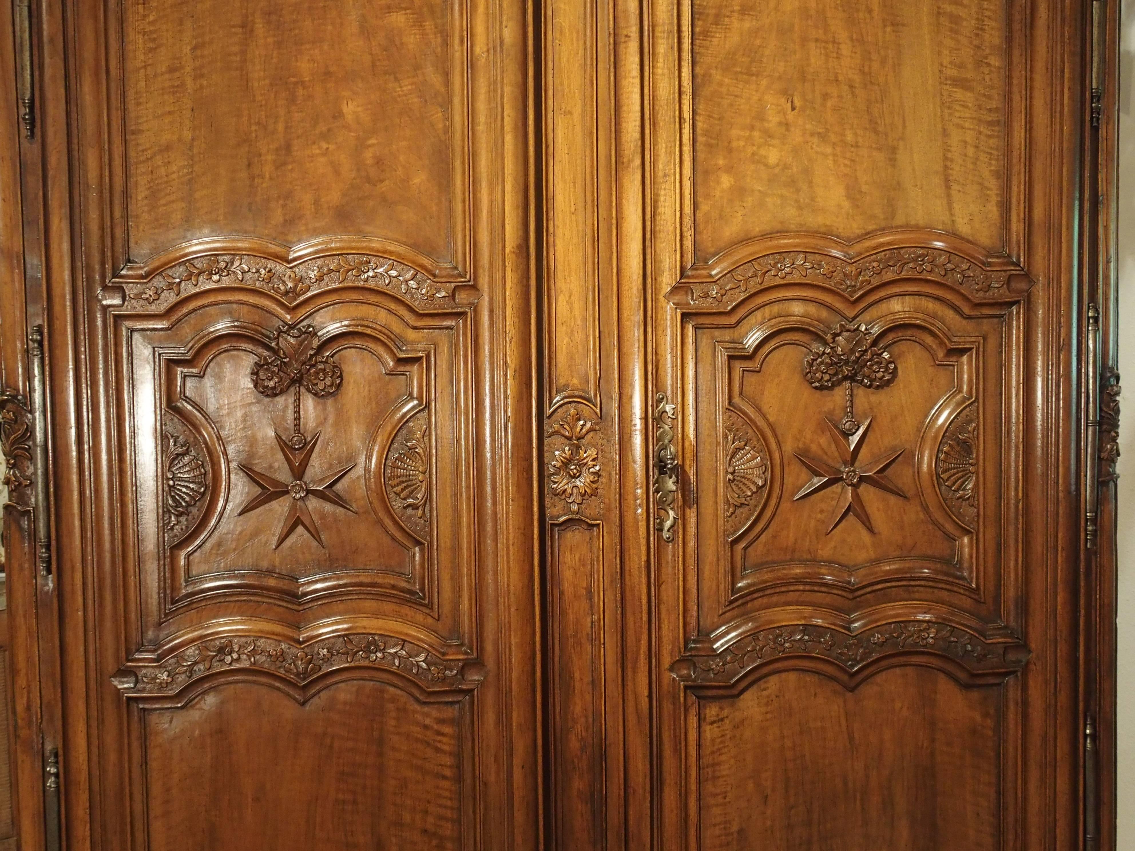 Early 1700s French Walnut Wood Chateau Armoire, 