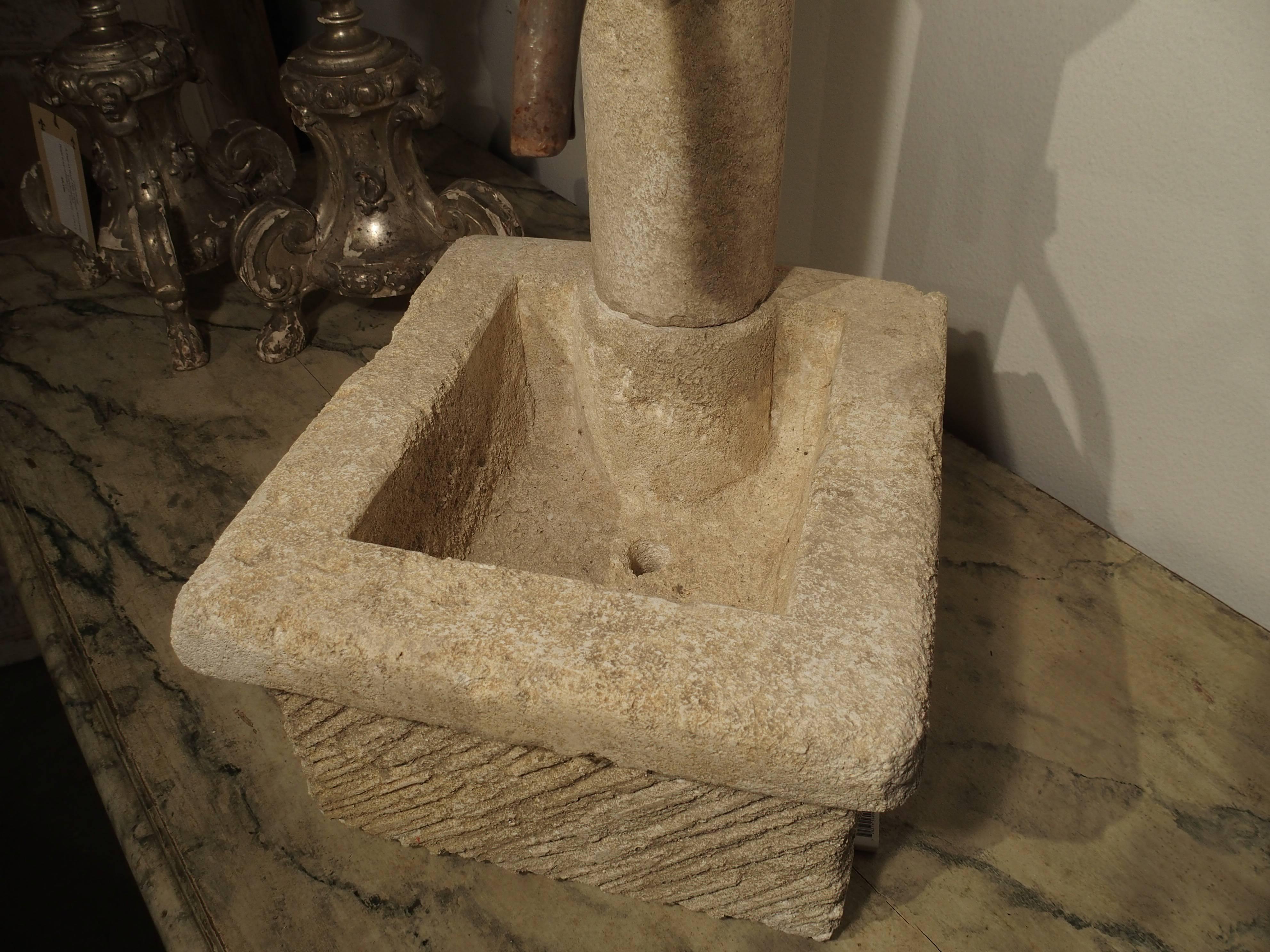 Contemporary Small Provence France Carved Limestone Fountain