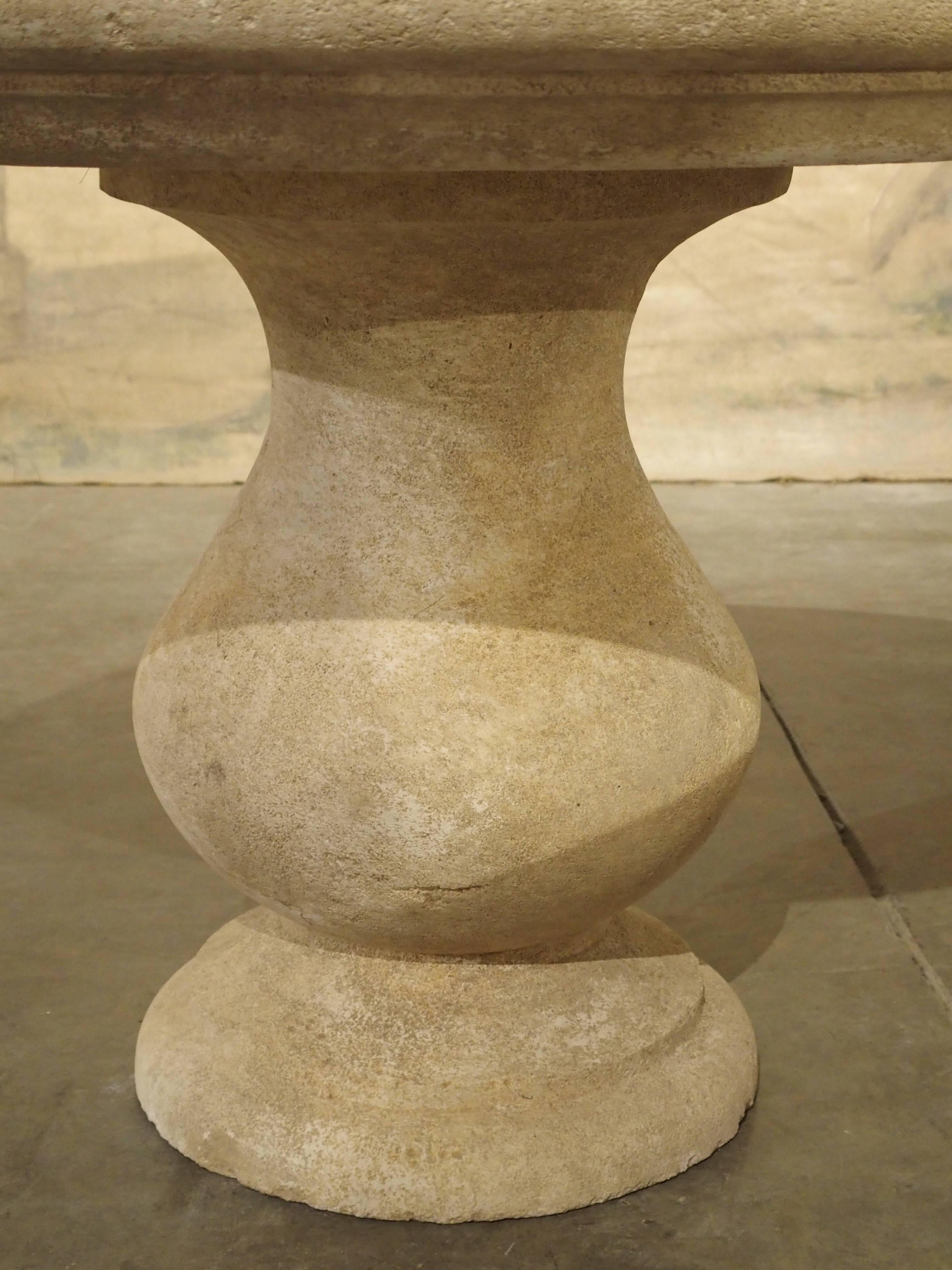 Carved Round Limestone Table from Provence, France In Excellent Condition In Dallas, TX
