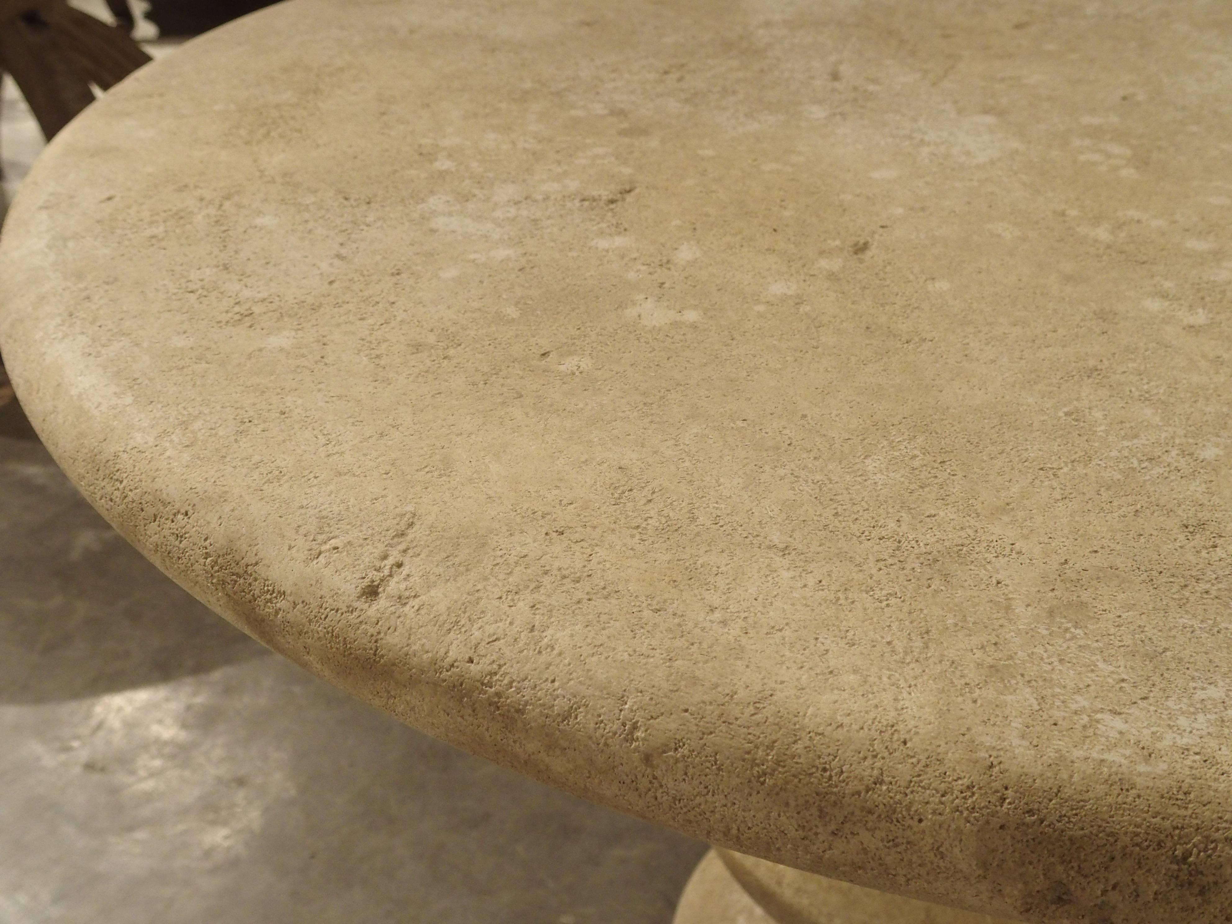 Carved Round Limestone Table from Provence, France 3