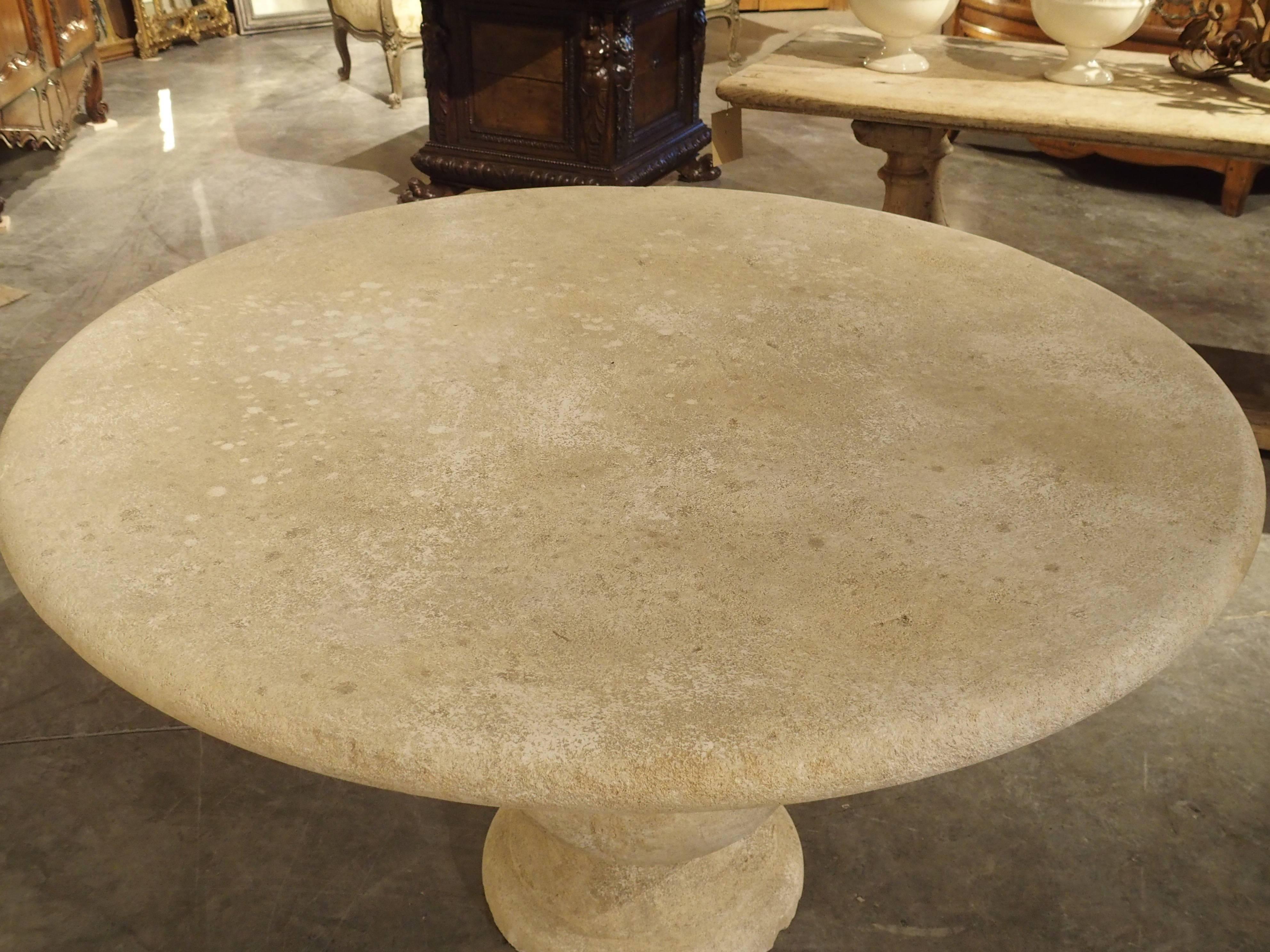 Carved Round Limestone Table from Provence, France 4