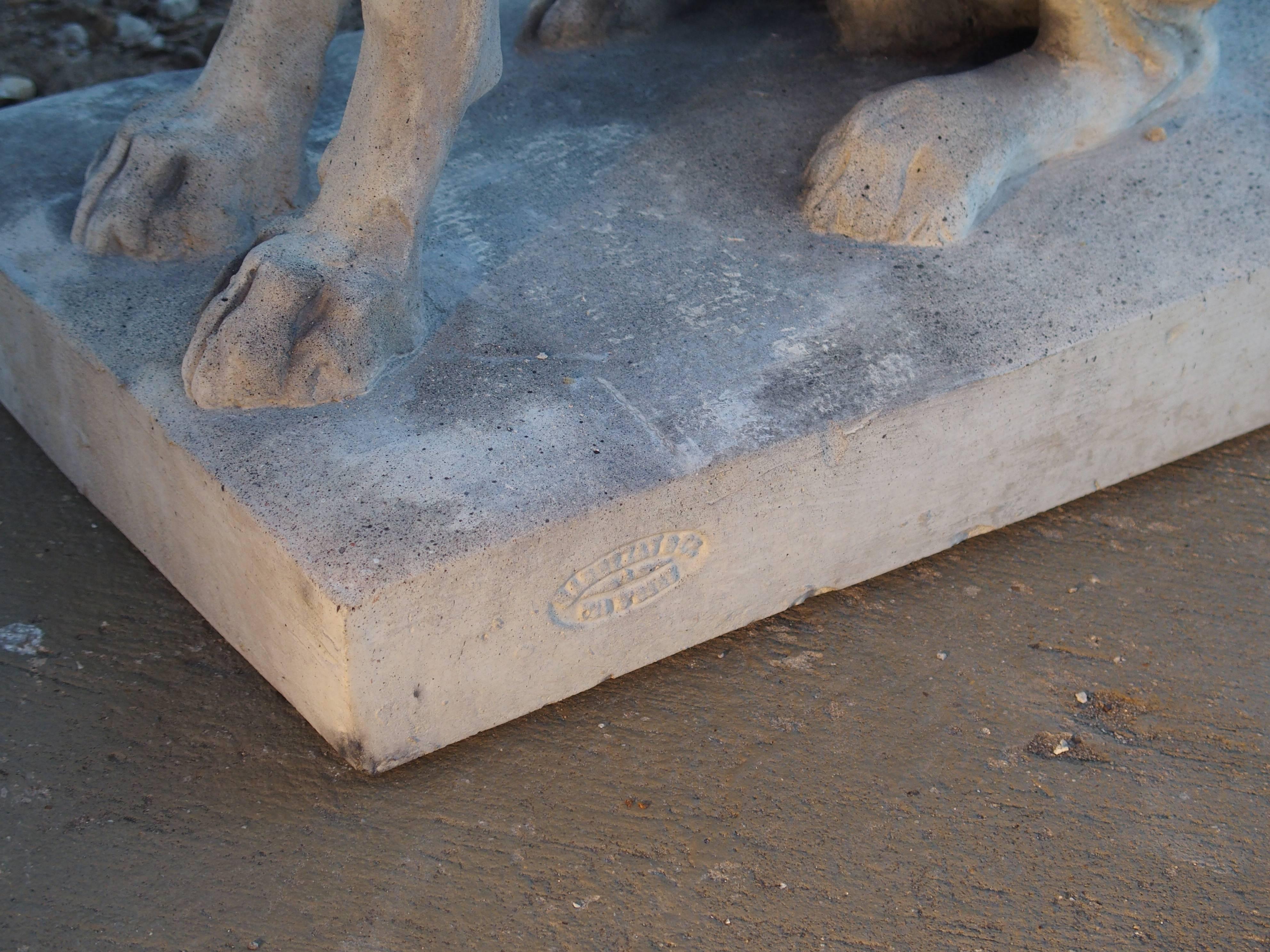 Pair of Finely Cast Stone Hunting Dog Statues 2