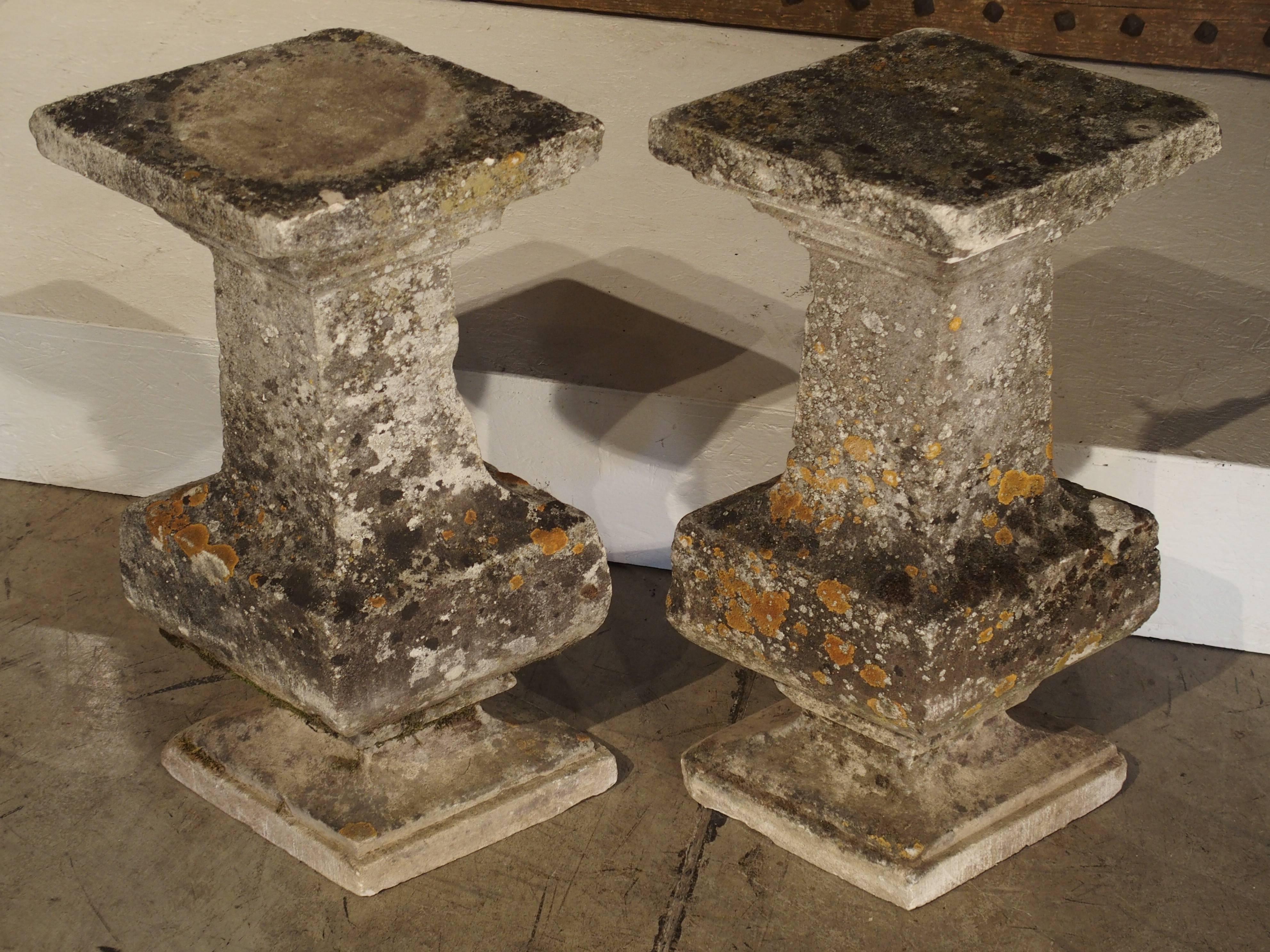 Pair of Diamond Shaped Stone Baluster Columns from France, circa 1850 1