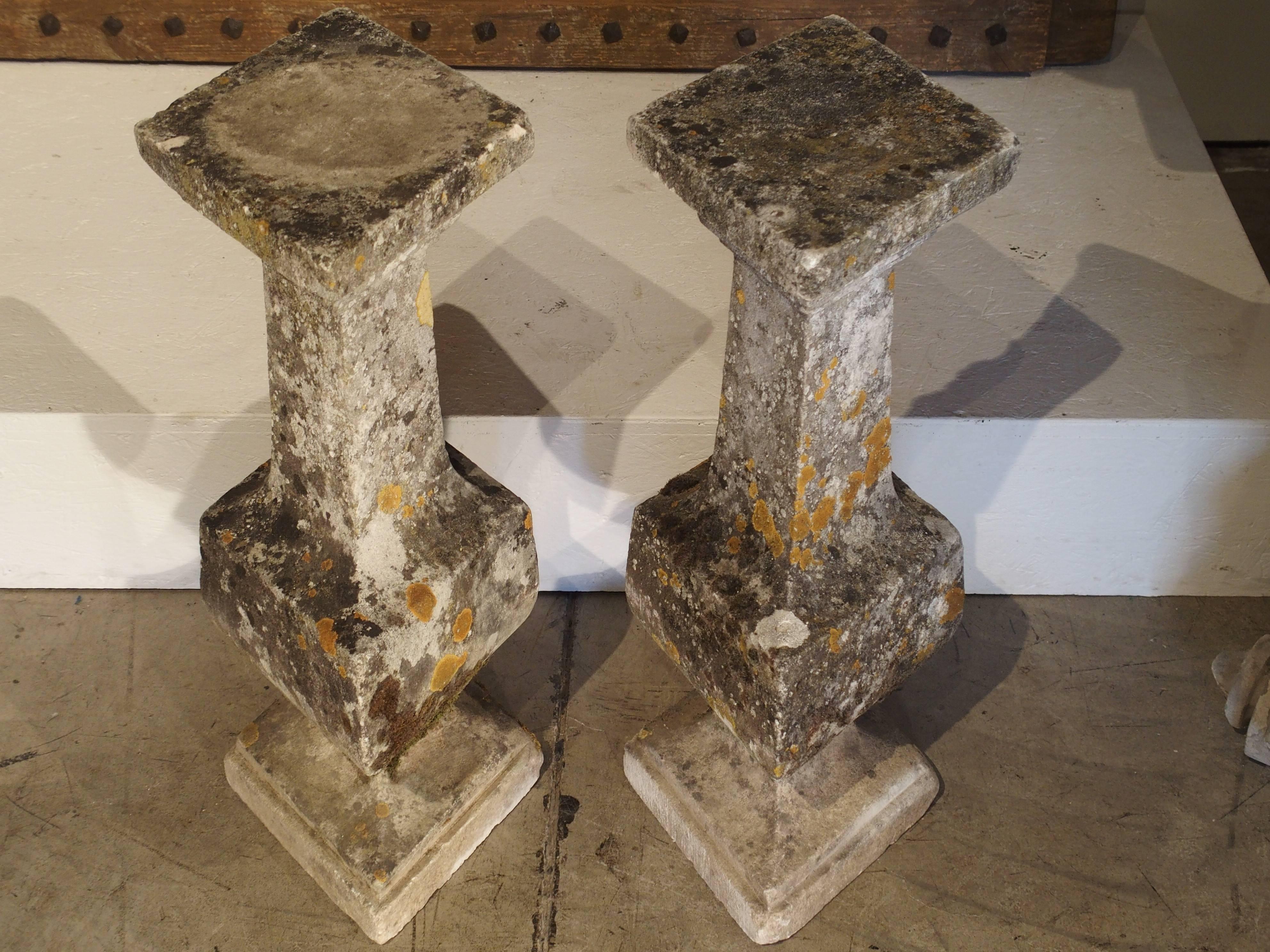 Pair of Diamond Shaped Stone Baluster Columns from France, circa 1850 2