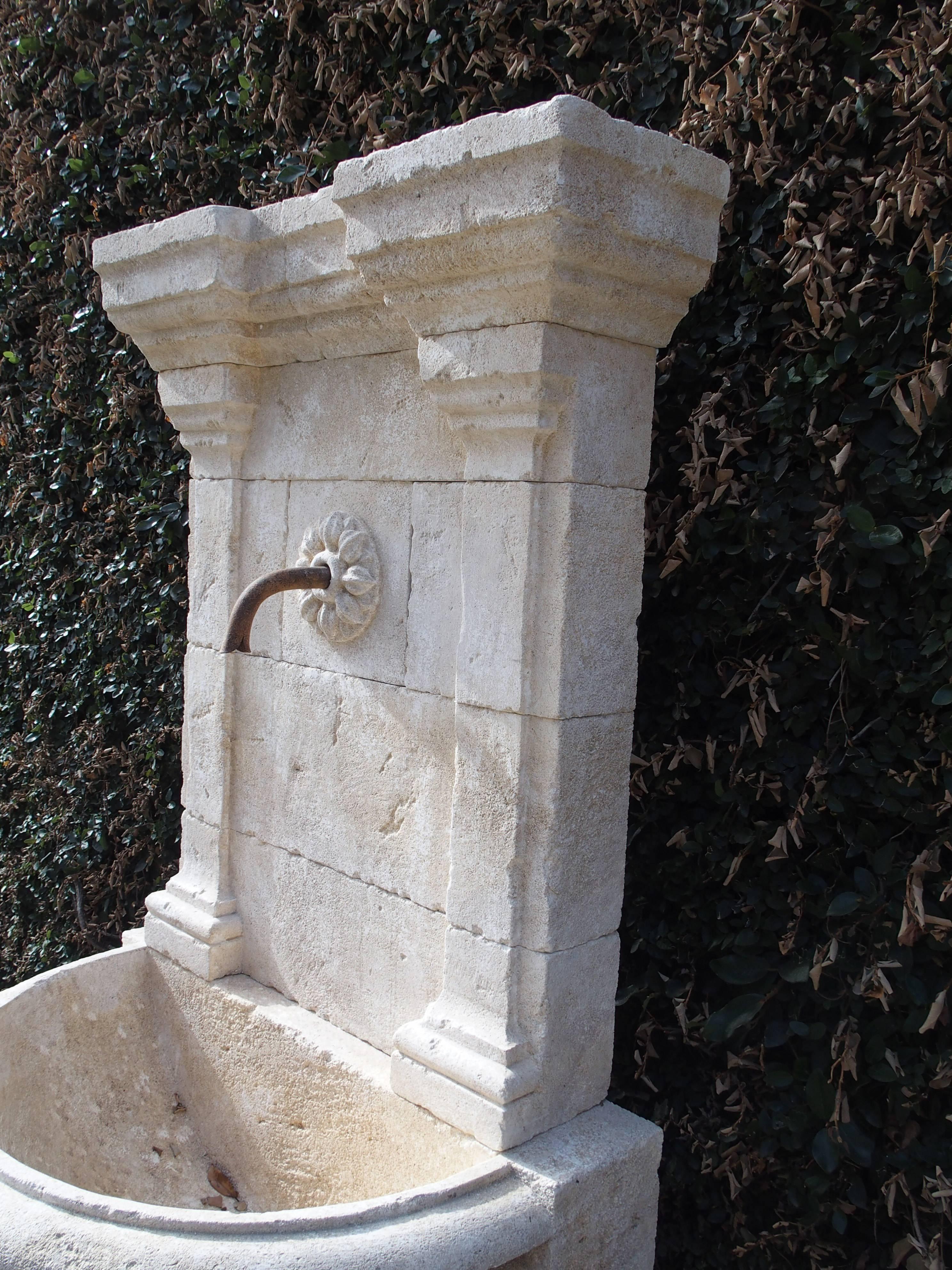 Hand-Carved Large Carved Stone Wall Fountain from France