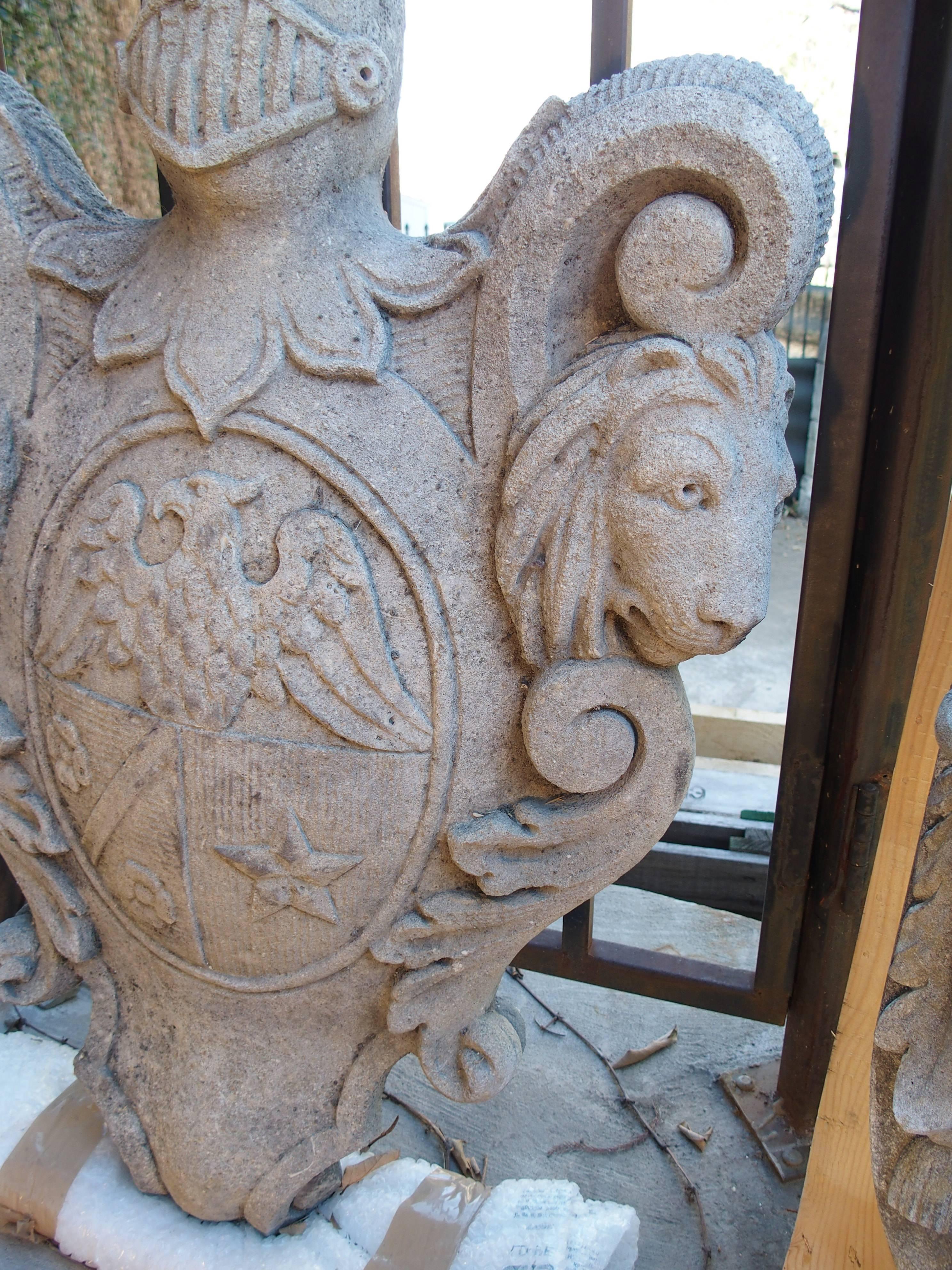 Hand-Carved Carved Stone Coat of Arms from Italy
