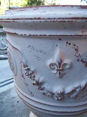 Pair of White Painted and Distressed Anduze Pots, France