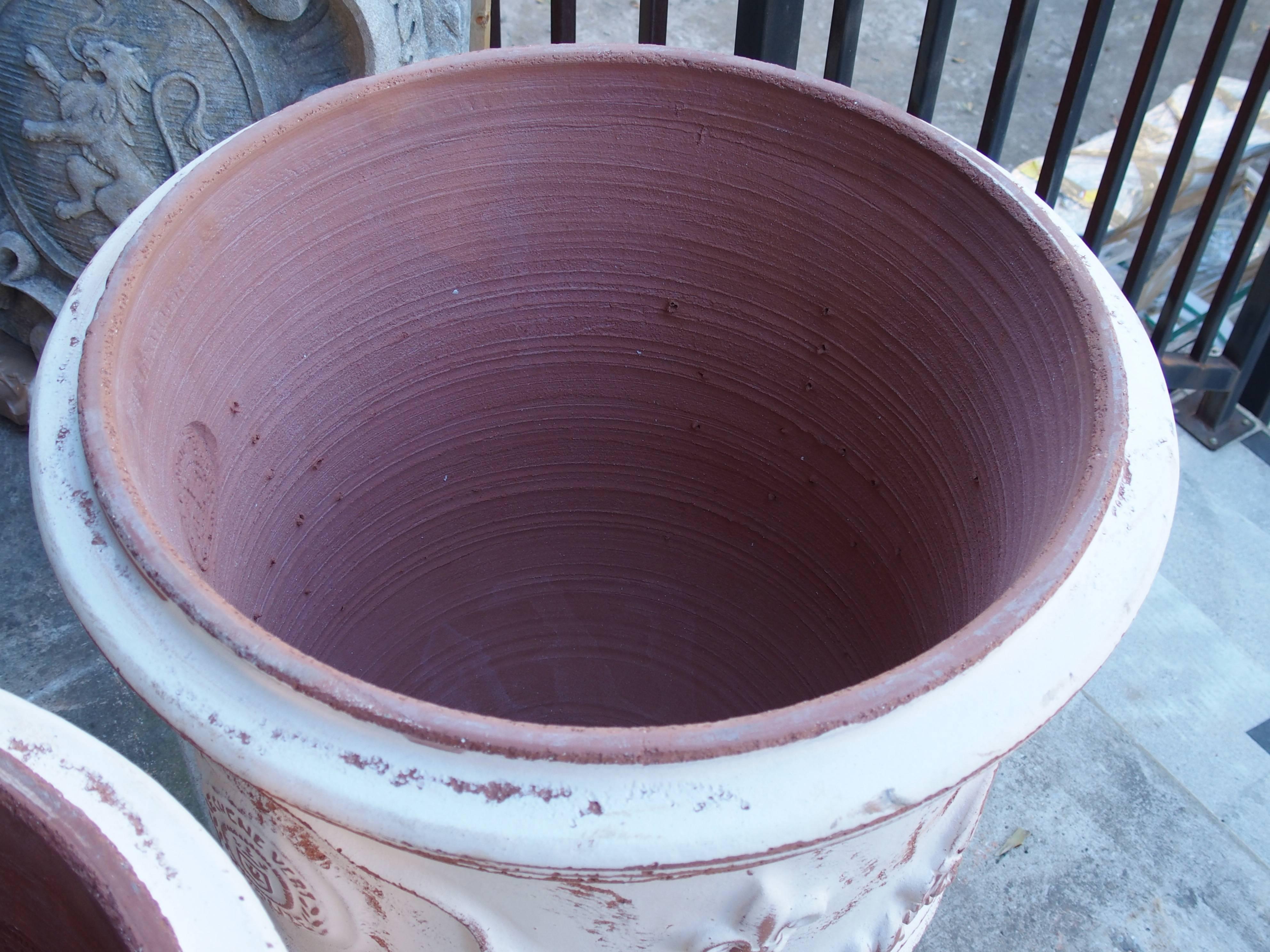 Pair of White Painted and Distressed Anduze Pots, France 2