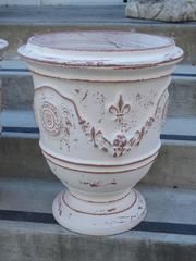 Pair of White Painted and Distressed Anduze Pots, France