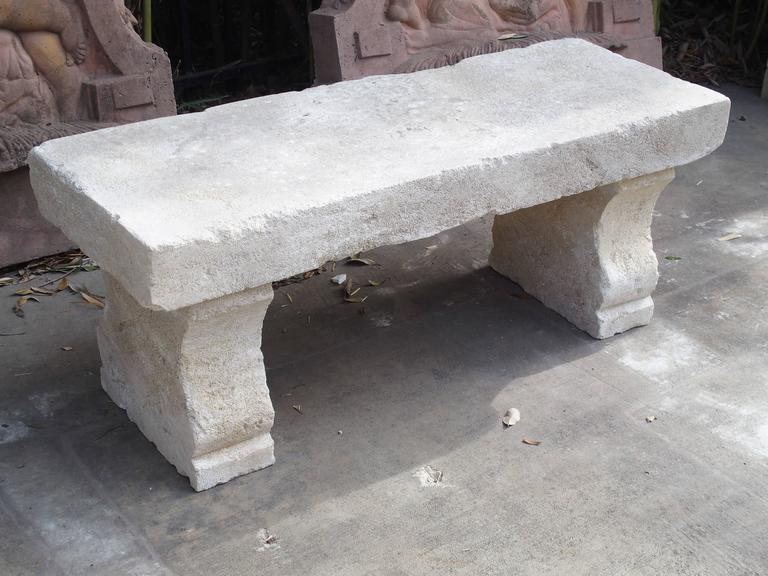 Carved Limestone Garden Bench from France at 1stdibs