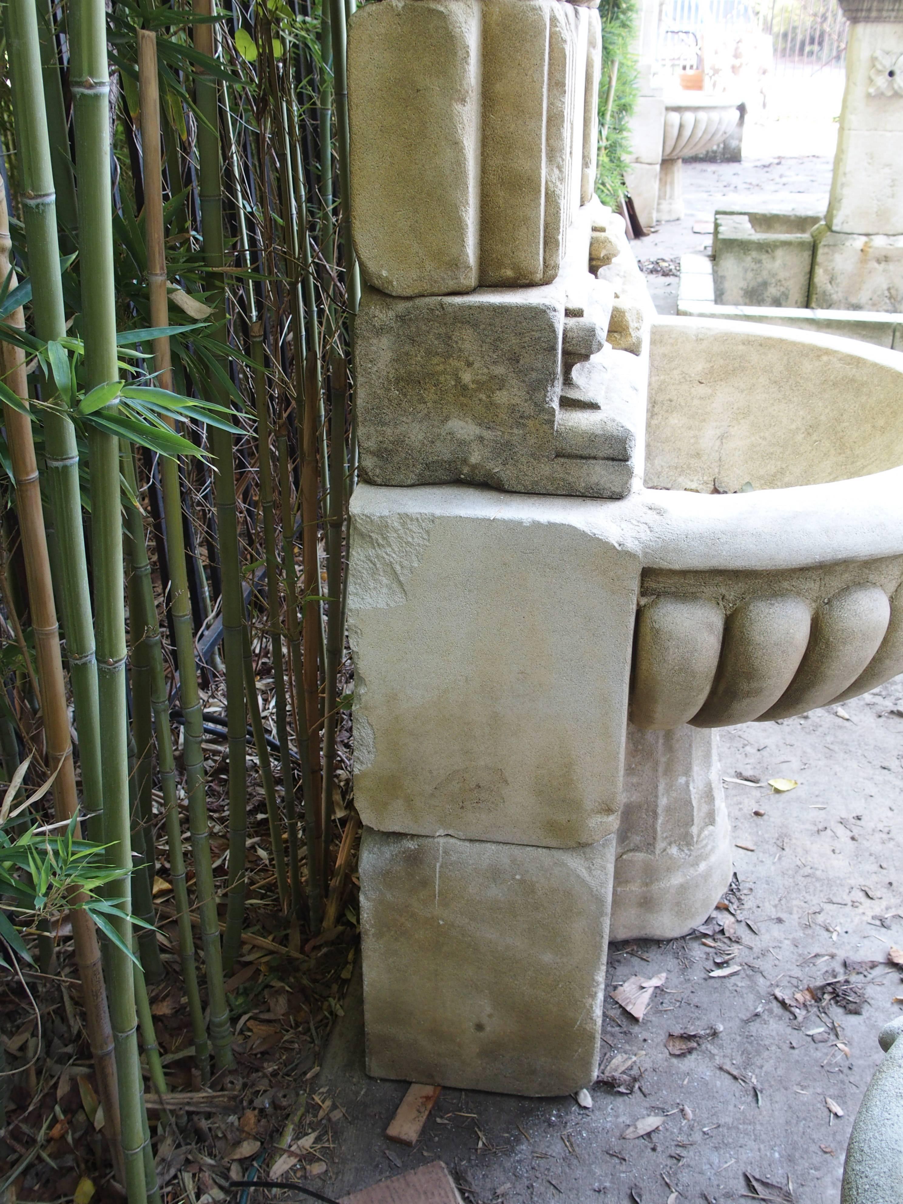 French Large Carved Limestone Wall Fountain from France