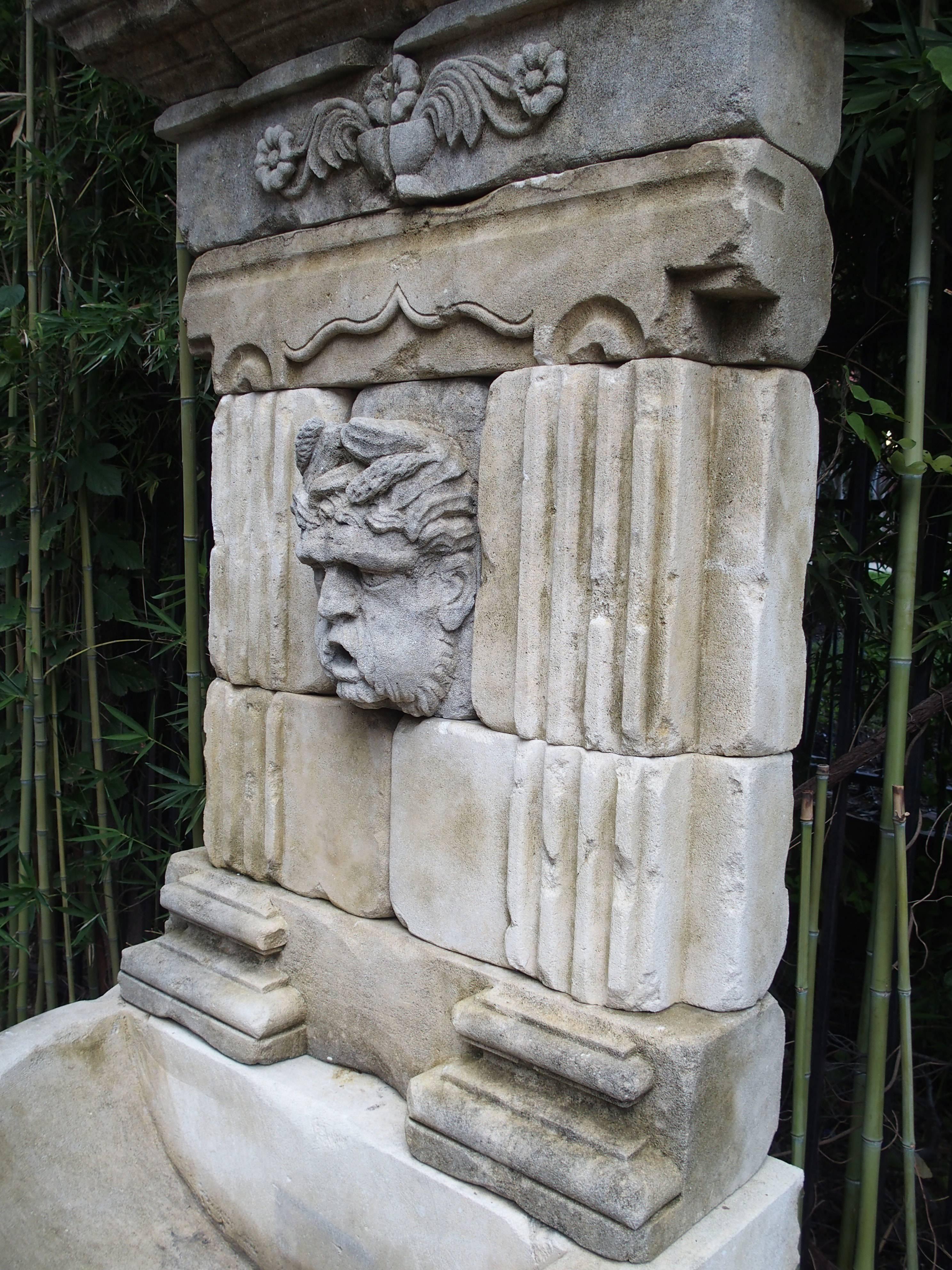 Large Carved Limestone Wall Fountain from France 1