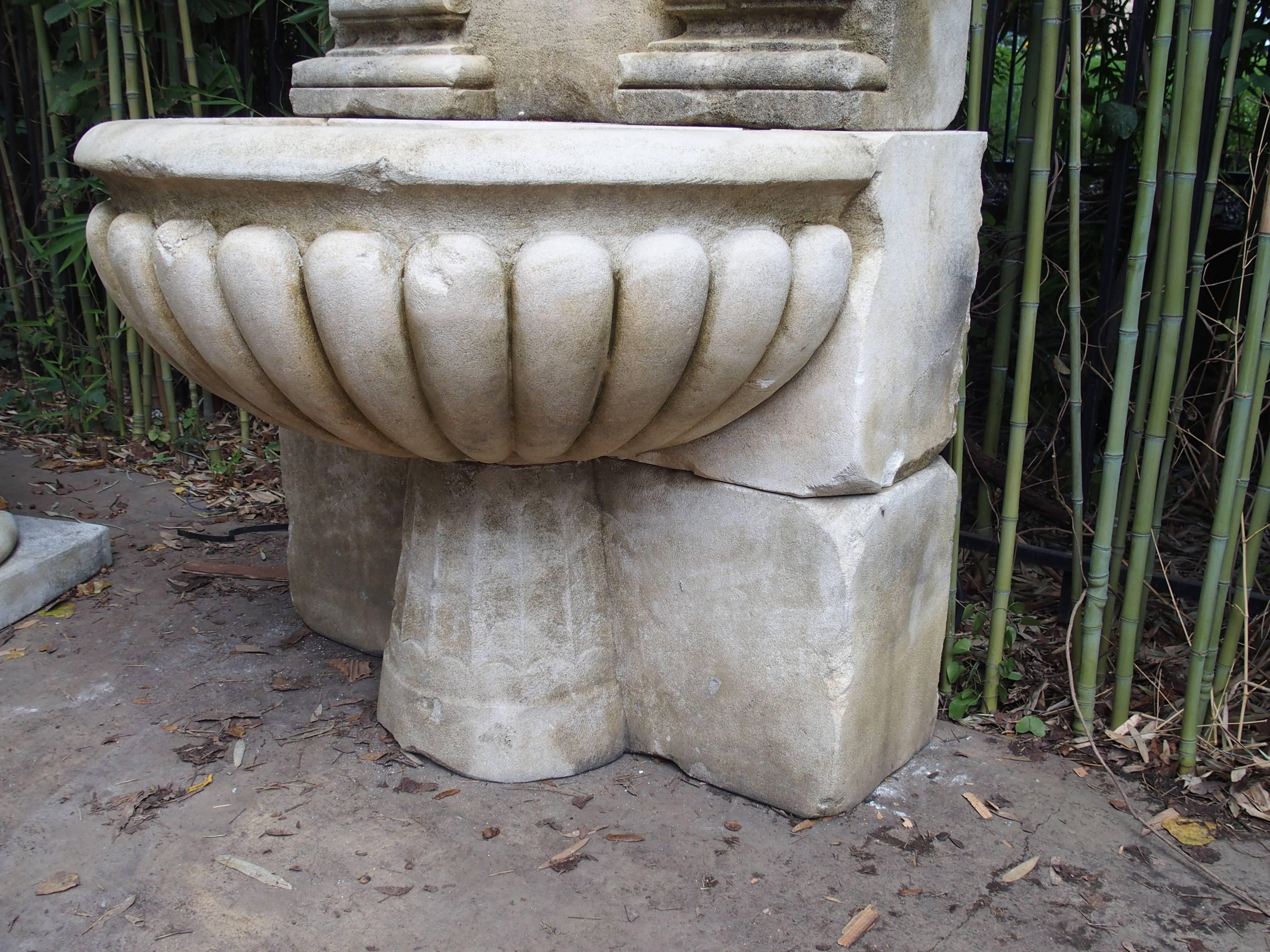 Large Carved Limestone Wall Fountain from France 3